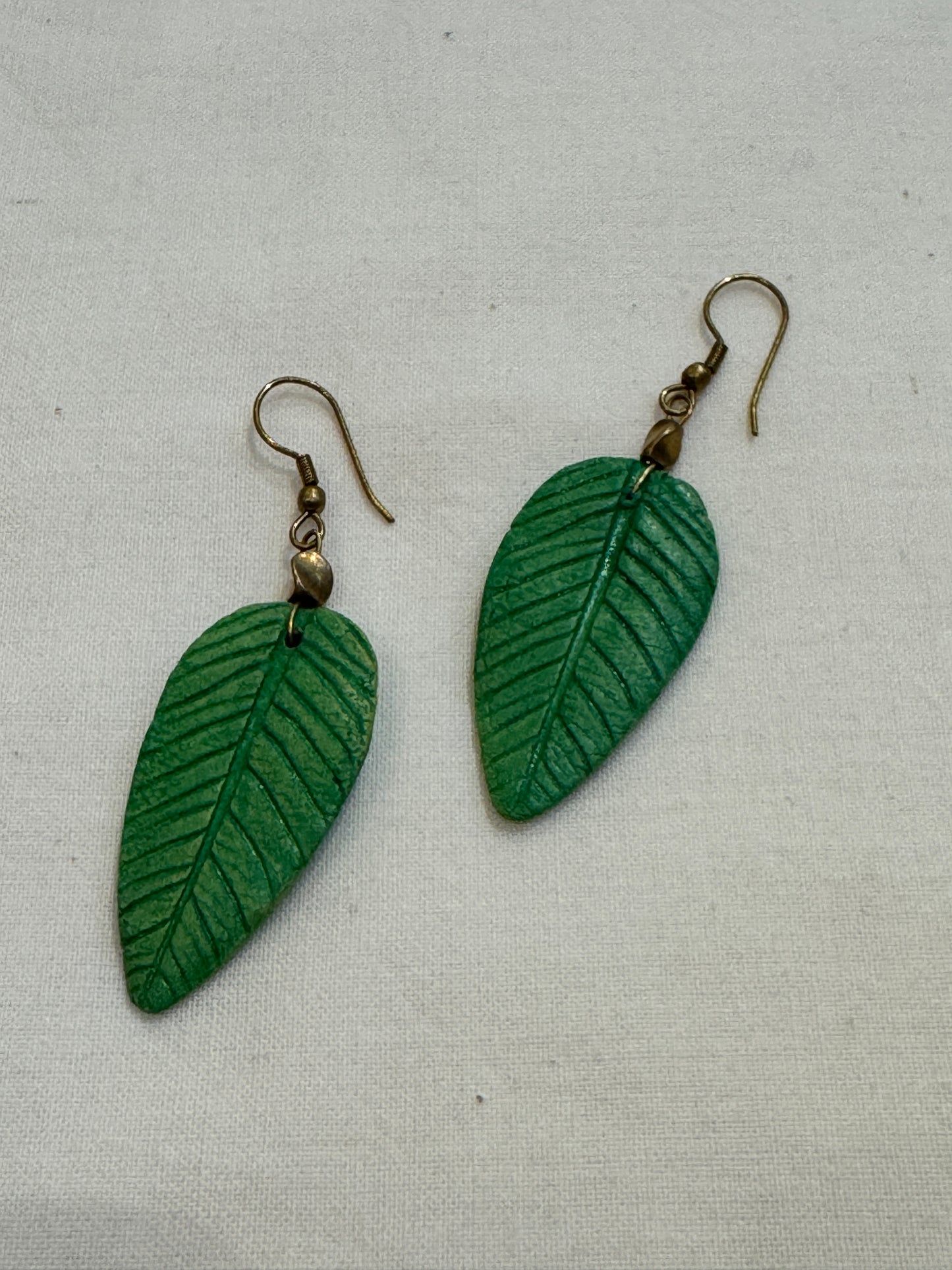 Leaves design handcrafted papier mache unique light weight earrings