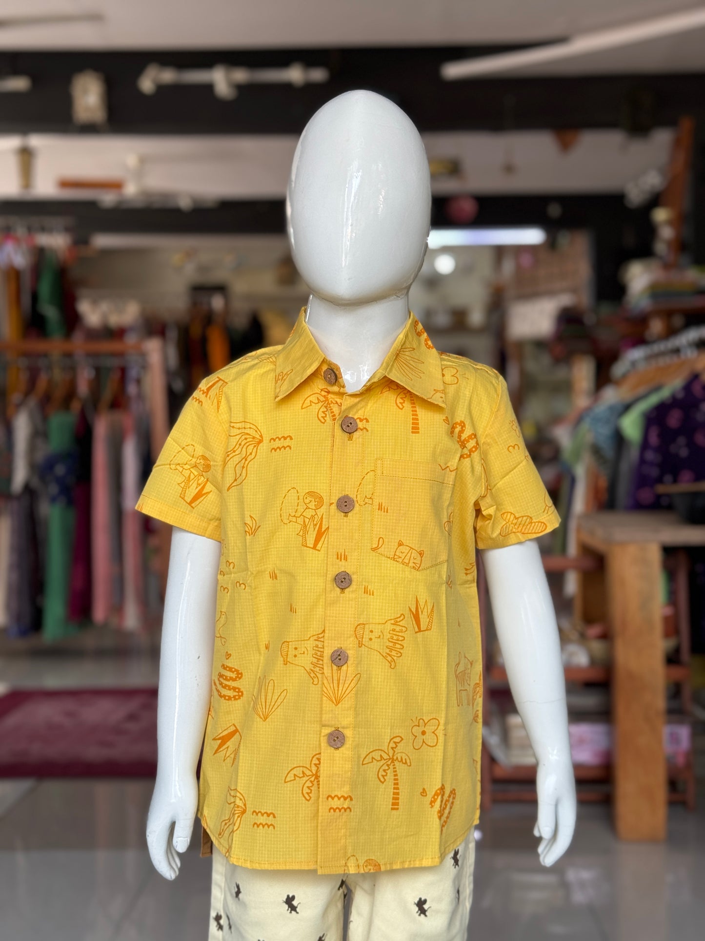 Fun digital print cotton half sleeves shirt for boys