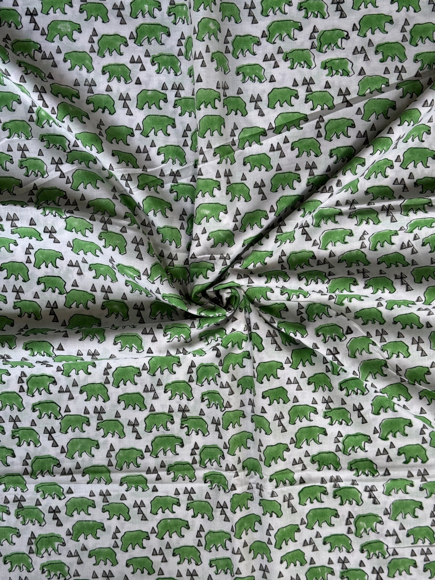 White hand block printed soft cotton fabric with different prints