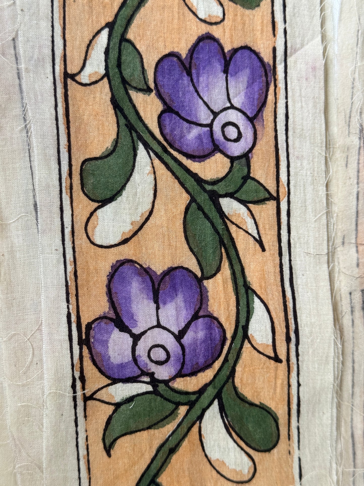 Hand painted pen kalamkari cotton border fabric