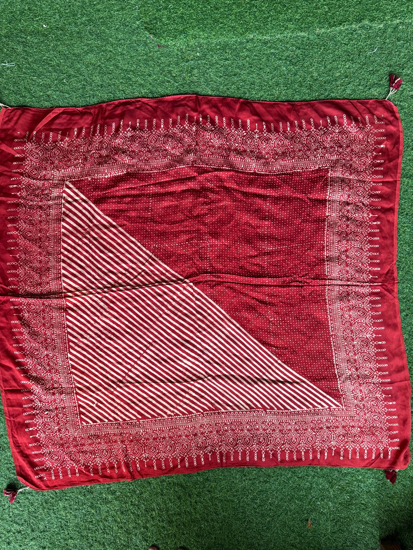 Scarf - hand block printed Ajrakh on soft modal