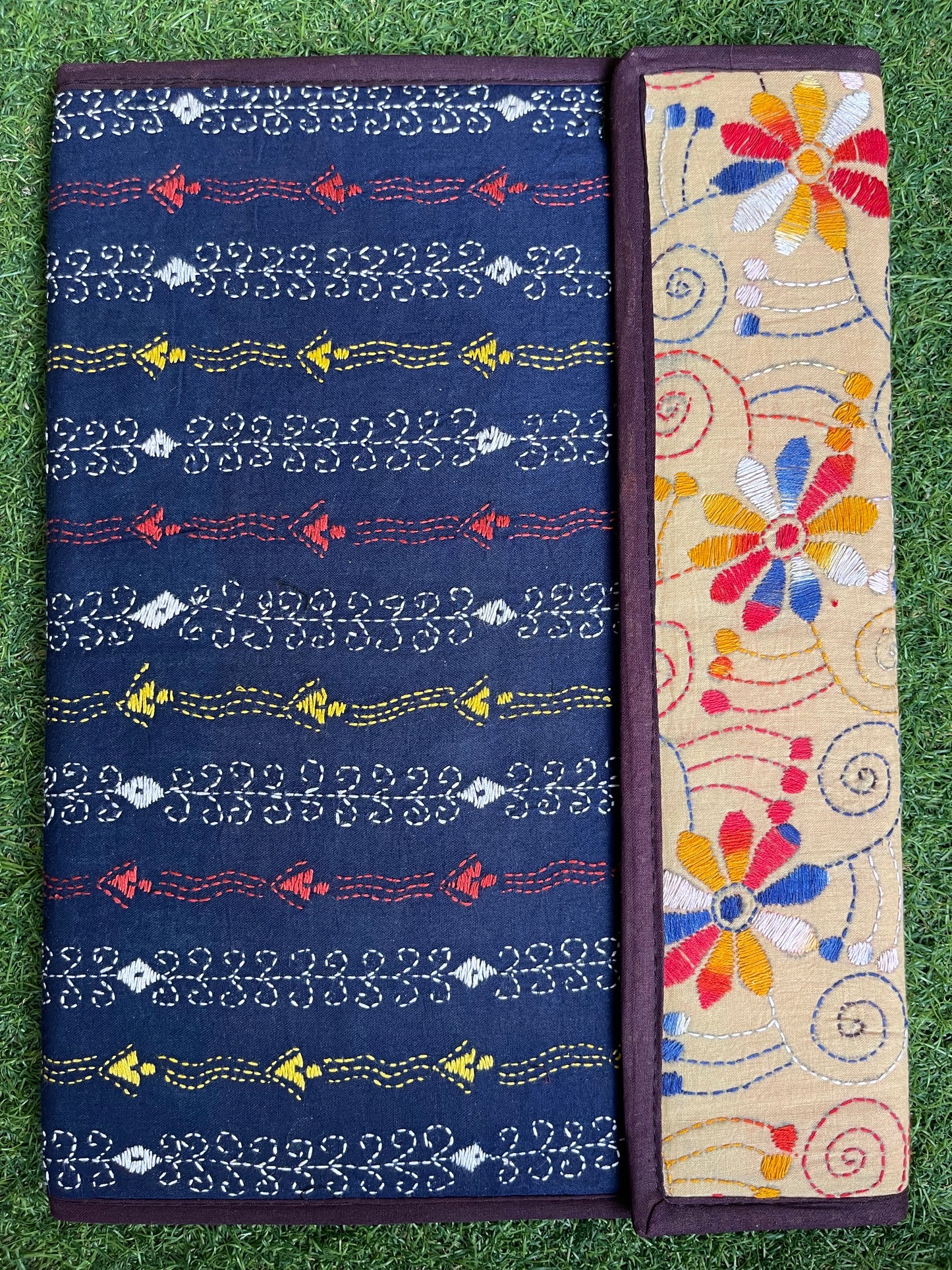 Kantha hand embroidered folder
