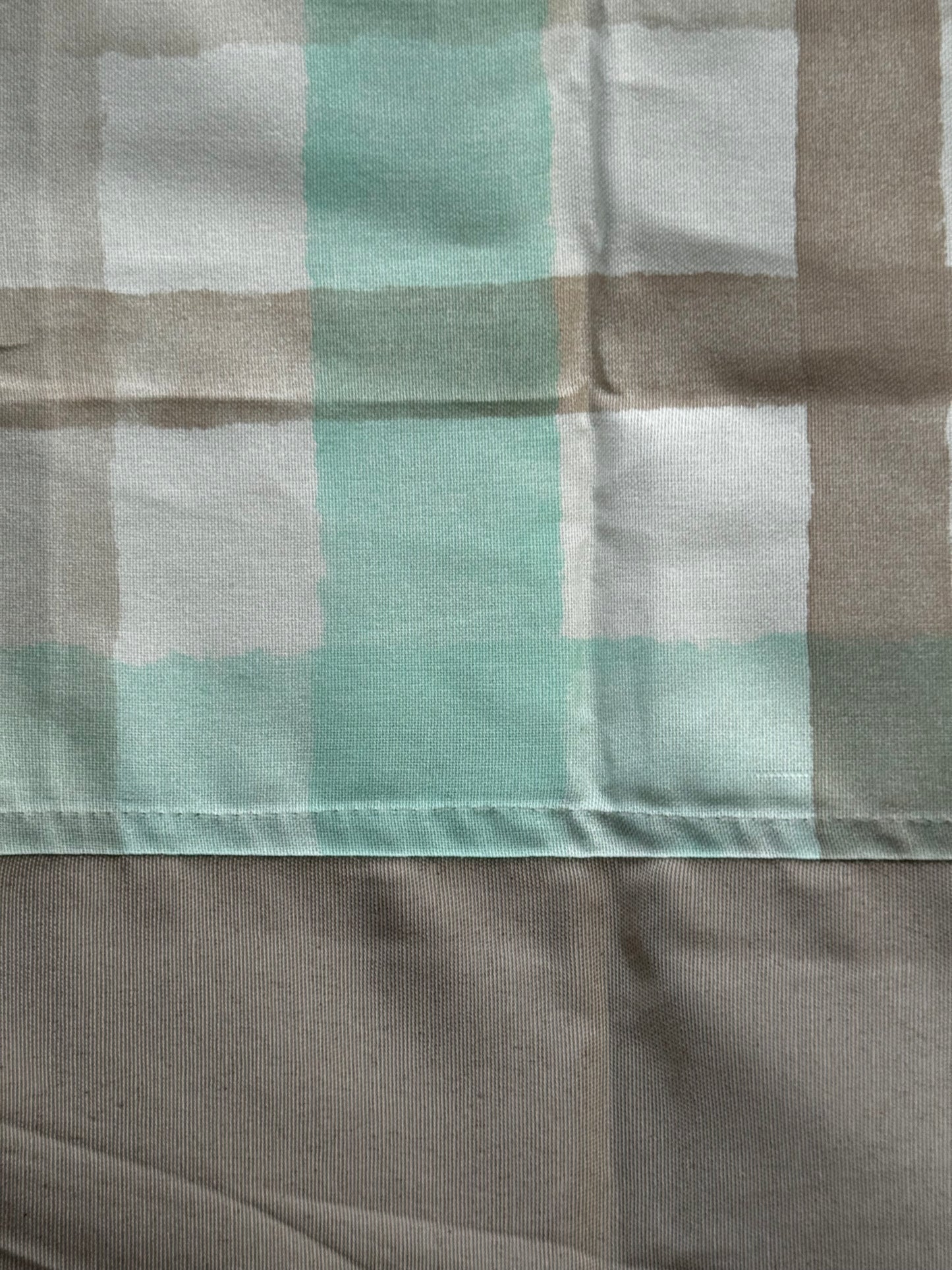 Checkmate - White green brown cotton bedsheet with brown attached border - 98 x 108 inches