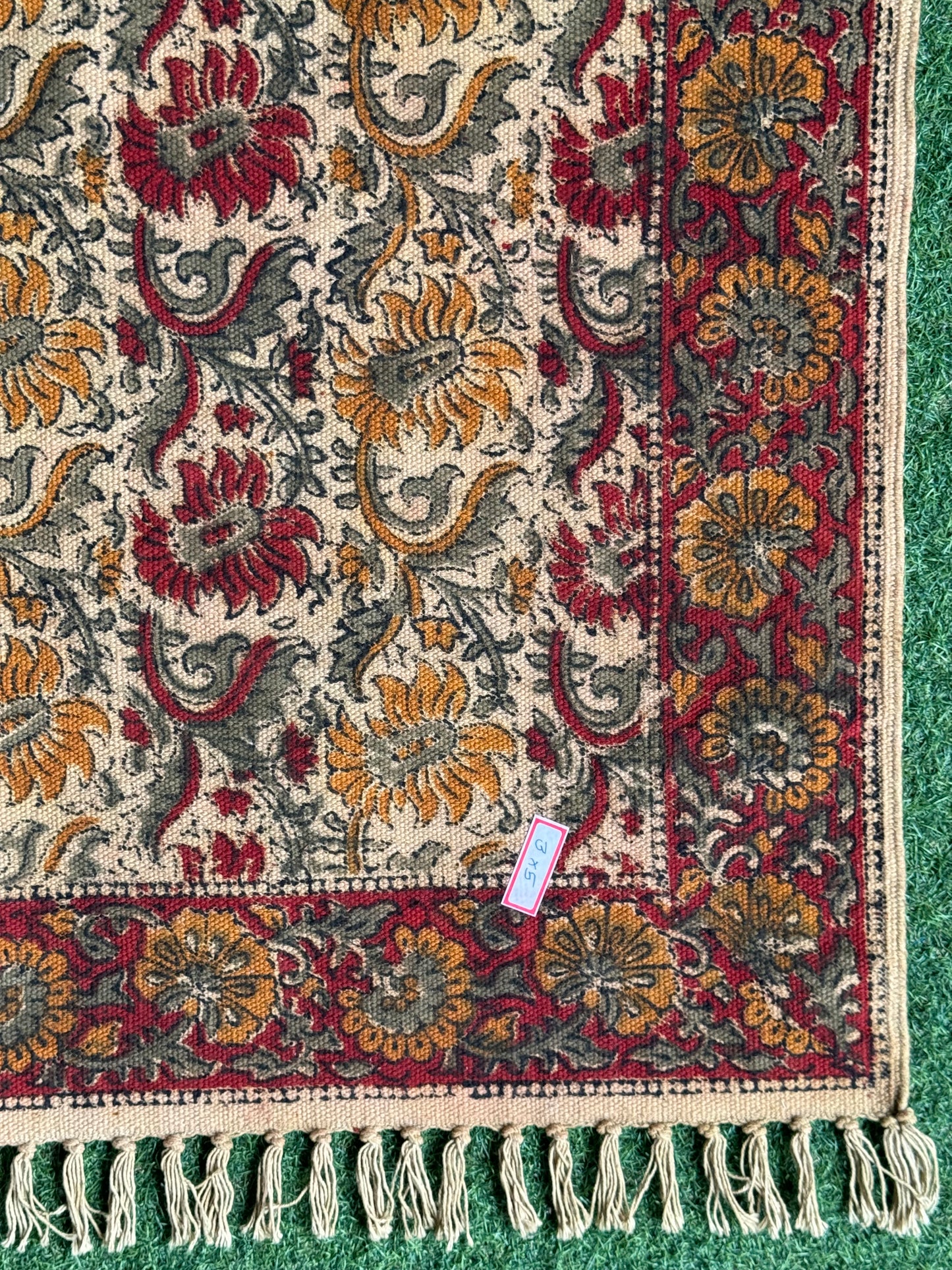 3 x 5 feet cotton Kalamkari hand block printed carpet