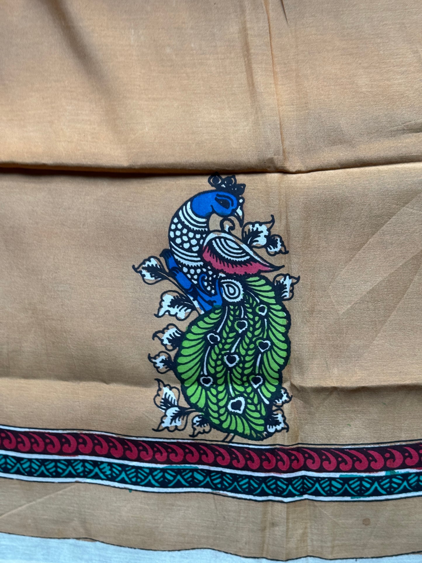 Silk Pen Kalamkari handpainted unstitched blouse piece with border - multiple designs n colors available