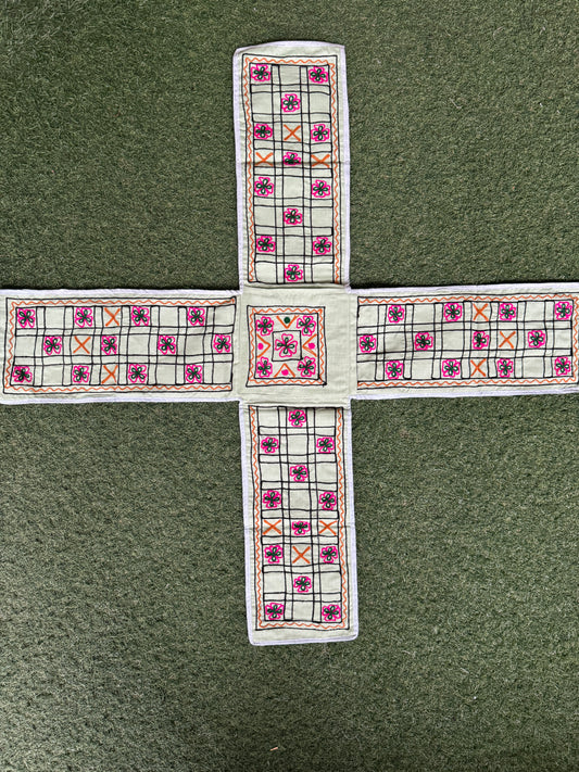 Chaupar / Pachisi / Ludo  game - hand embroidered handwoven cotton fabric base