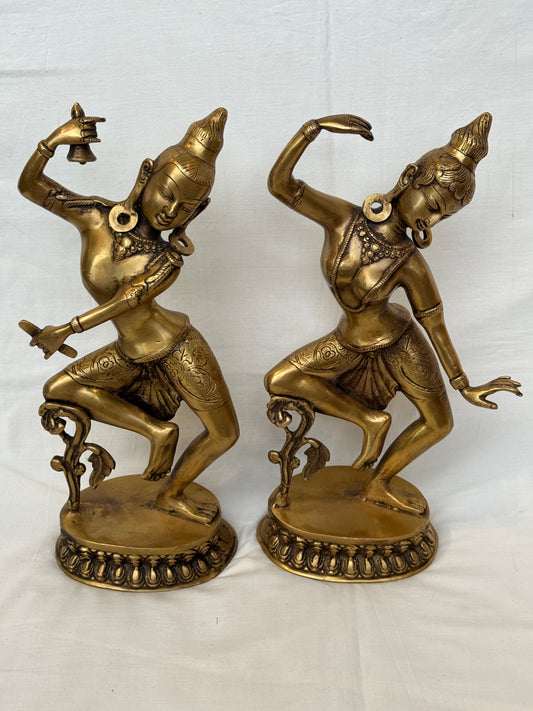 Shiv ji n Parvati ji - vintage brass statues in dancing pose