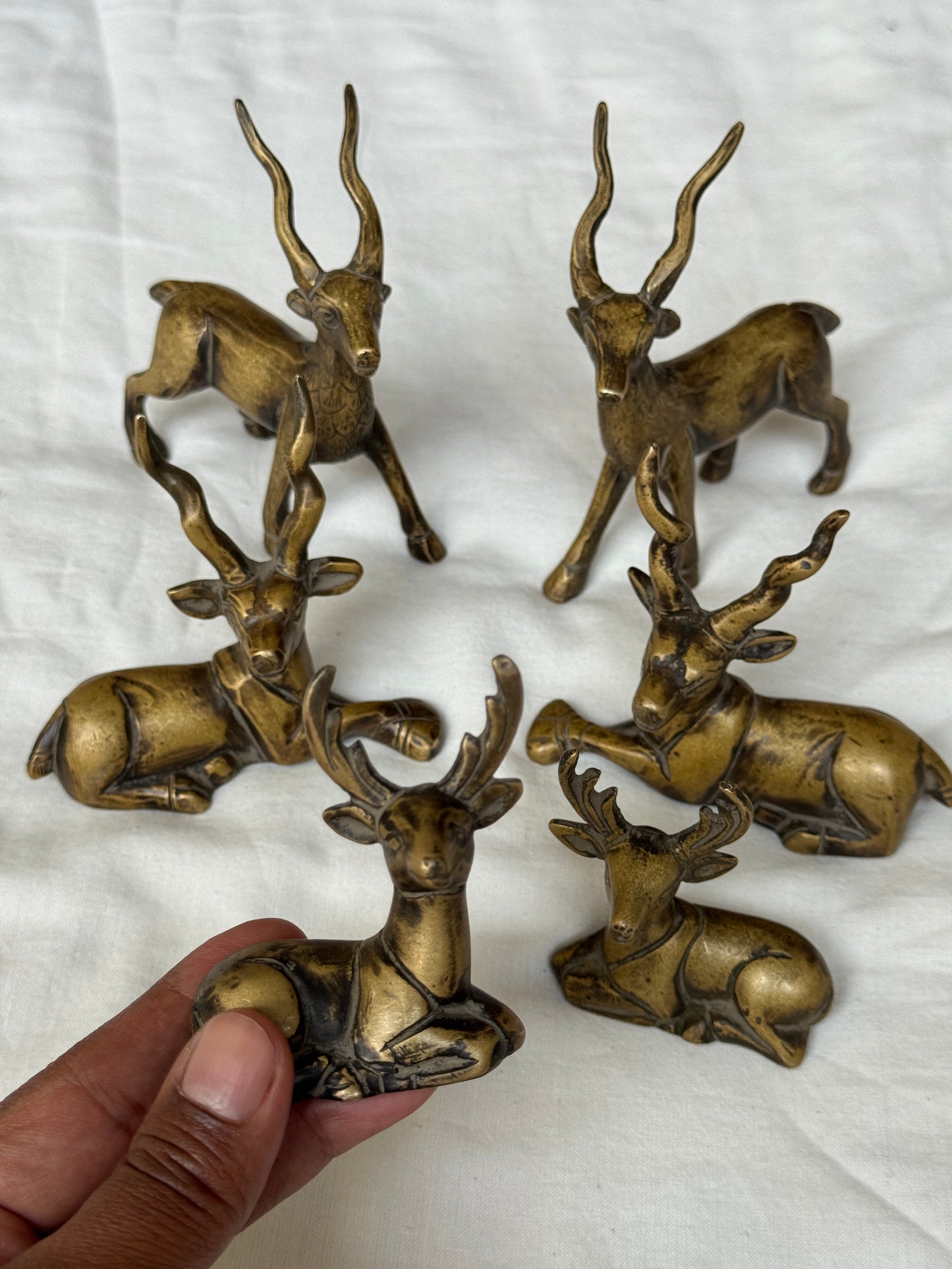 Dearest deers party - brass miniature 6 piece set with deers in different poses