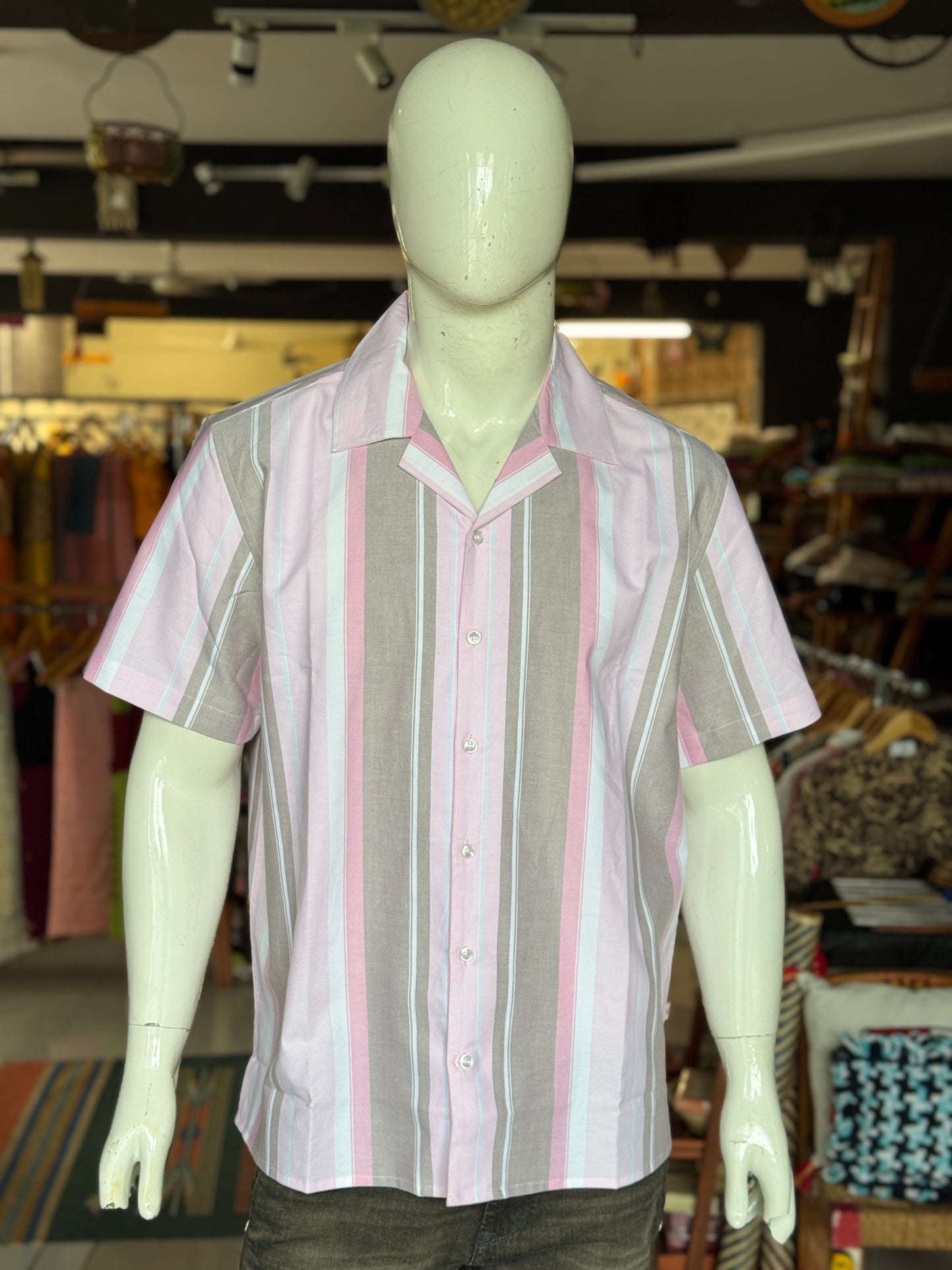 Multi colour stripes cotton half sleeves hawaiian shirt for men - multiple colors available
