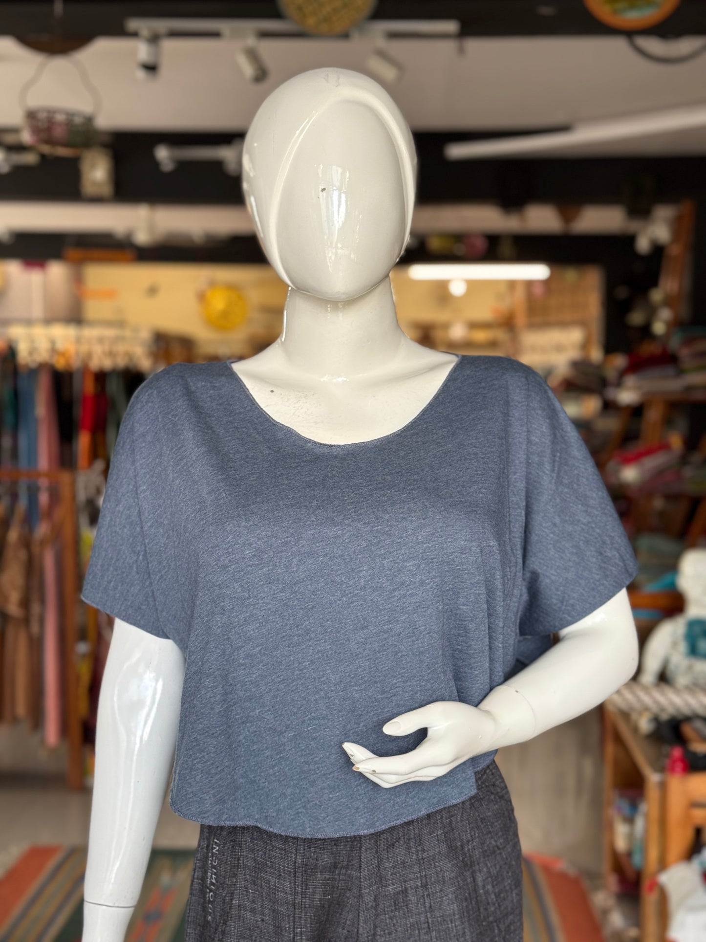 Knit cotton cape style crop top -  free size stretchable