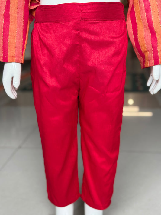 Red raw silk pyjama for boys