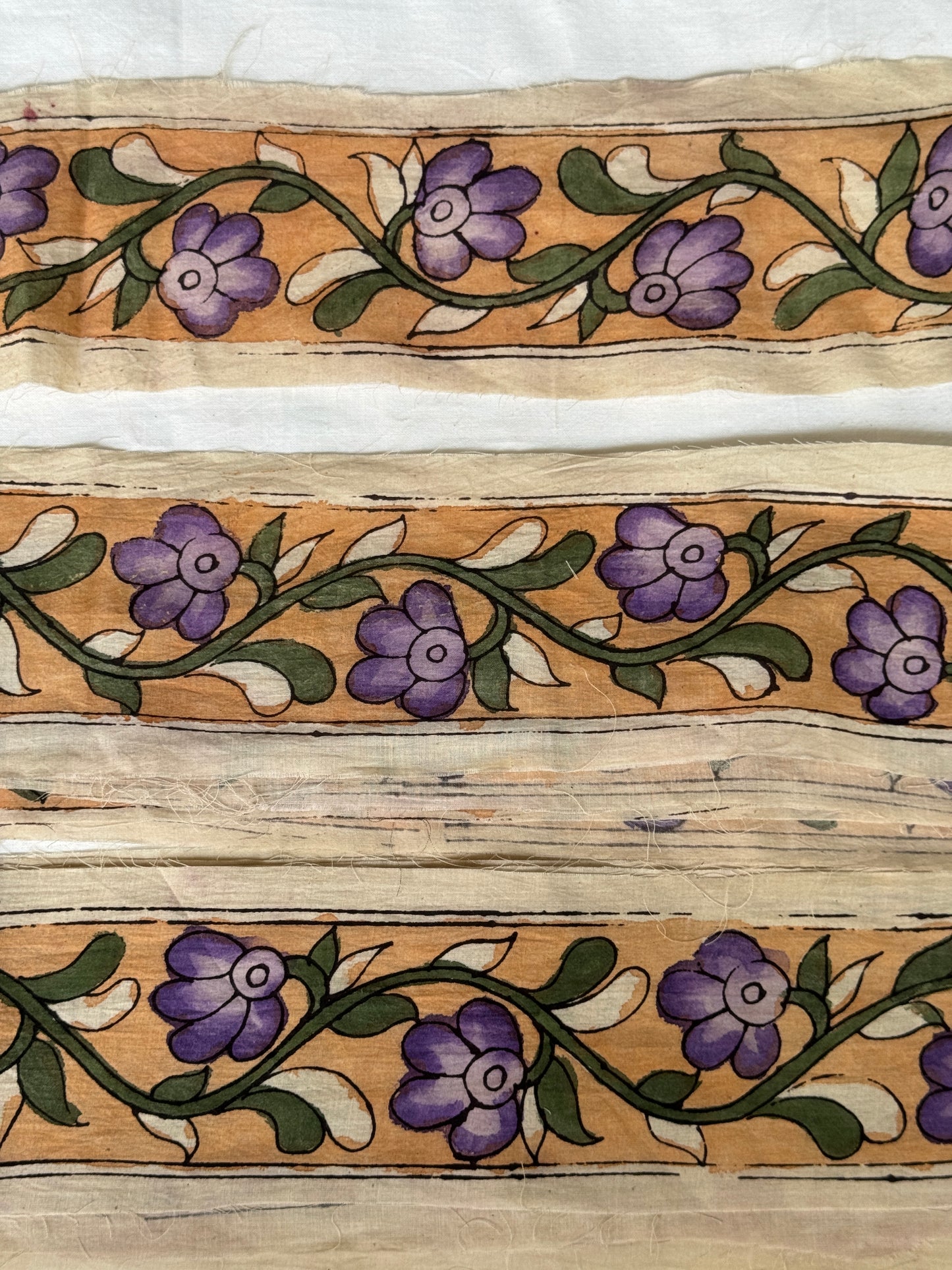 Hand painted pen kalamkari cotton border fabric