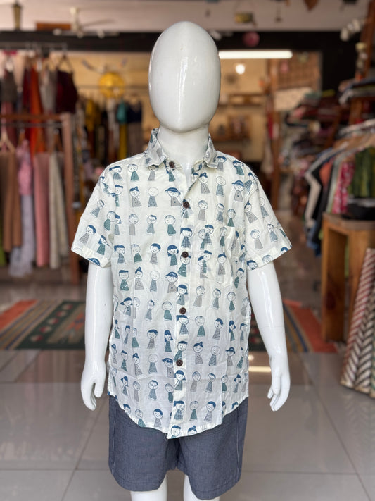 Cute prints cotton half sleeves shirt for boys - click to see prints options