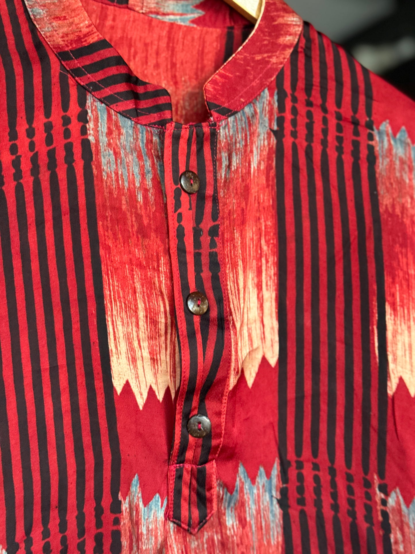Maroon modal ajrakh hand block printed boys kurta