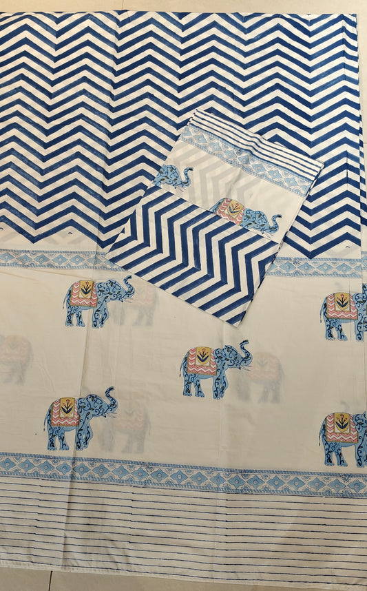 Soft fine cotton hand block printed super King 108 x 108 inches bedsheet - multiple designs available