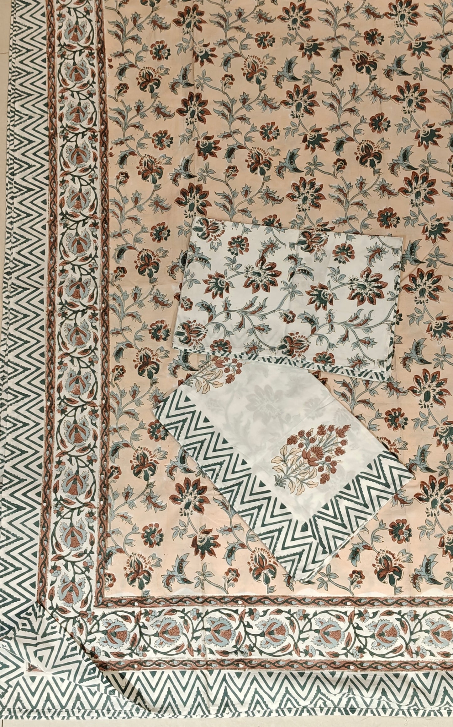 Soft fine cotton hand block printed super King 108 x 108 inches bedsheet - multiple designs available