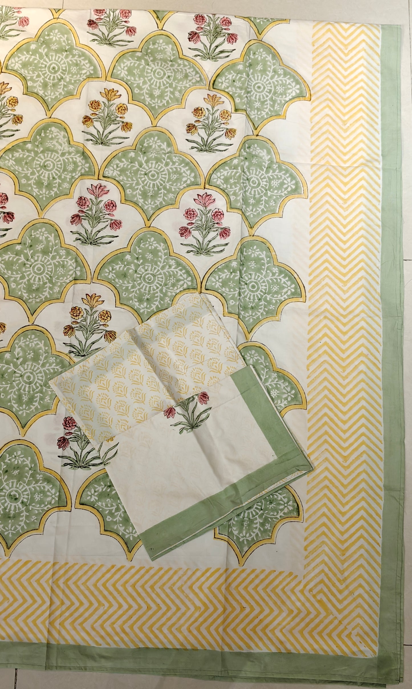 Soft fine cotton hand block printed super King 108 x 108 inches bedsheet - multiple designs available