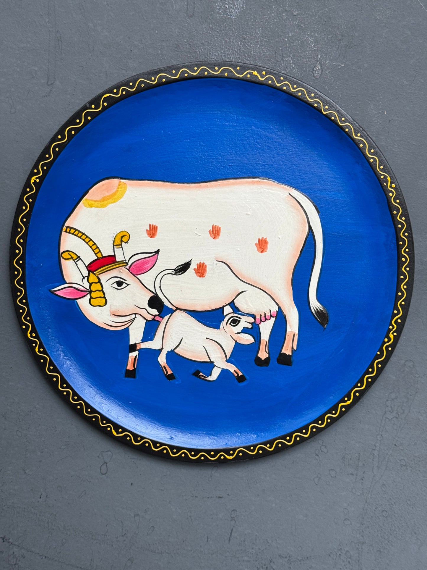 Wooden hand painted round wall plate - multiple designs available
