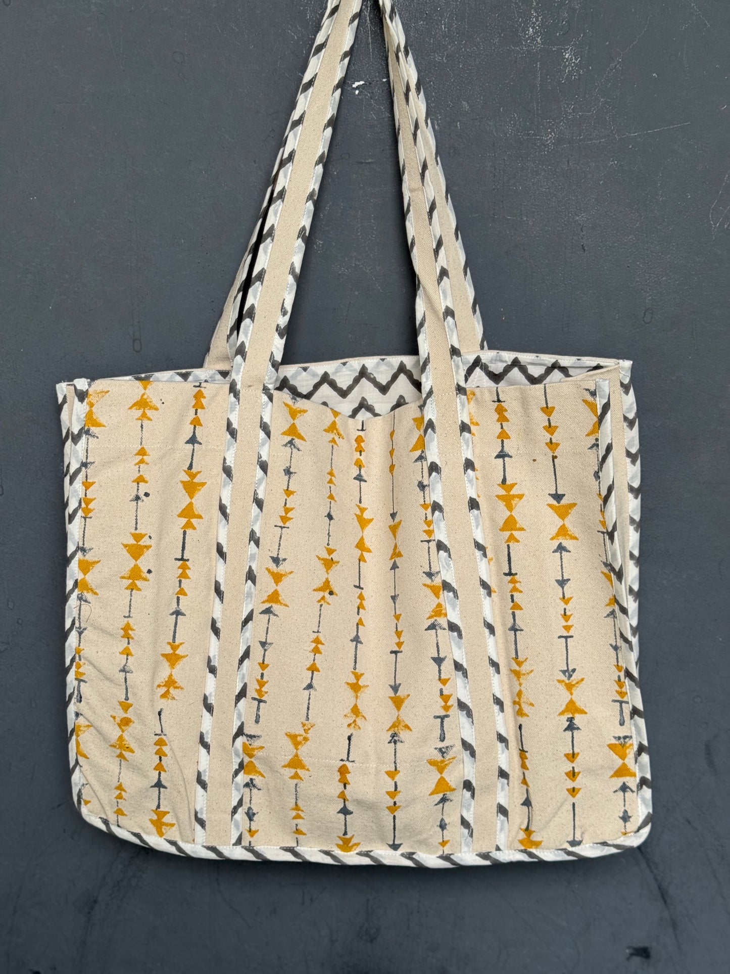 Canvas bag - hand block printed cotton canvas hand bag