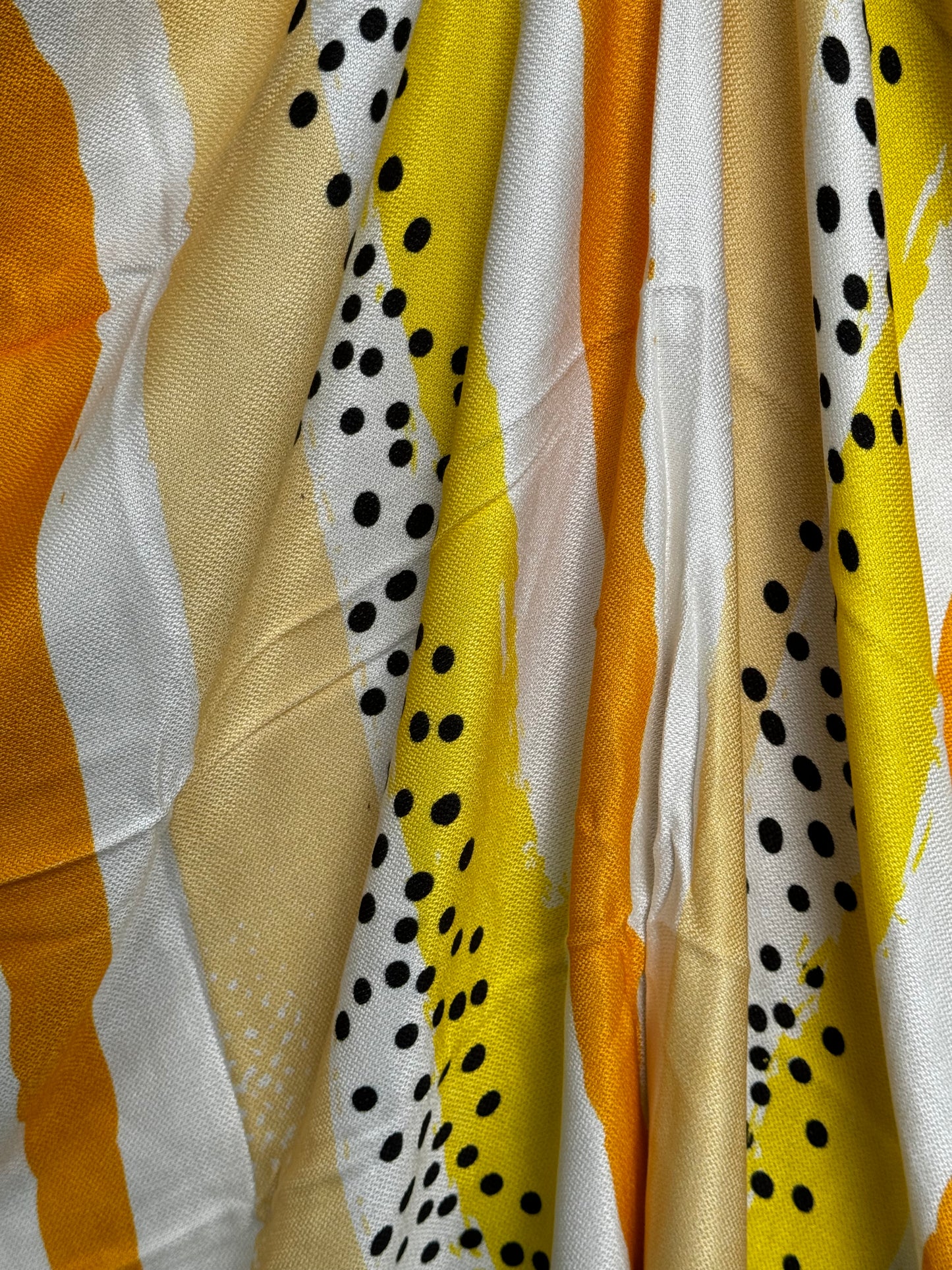 Yellow stripes soft and absorbent Bamboo bath towel with black dot prints