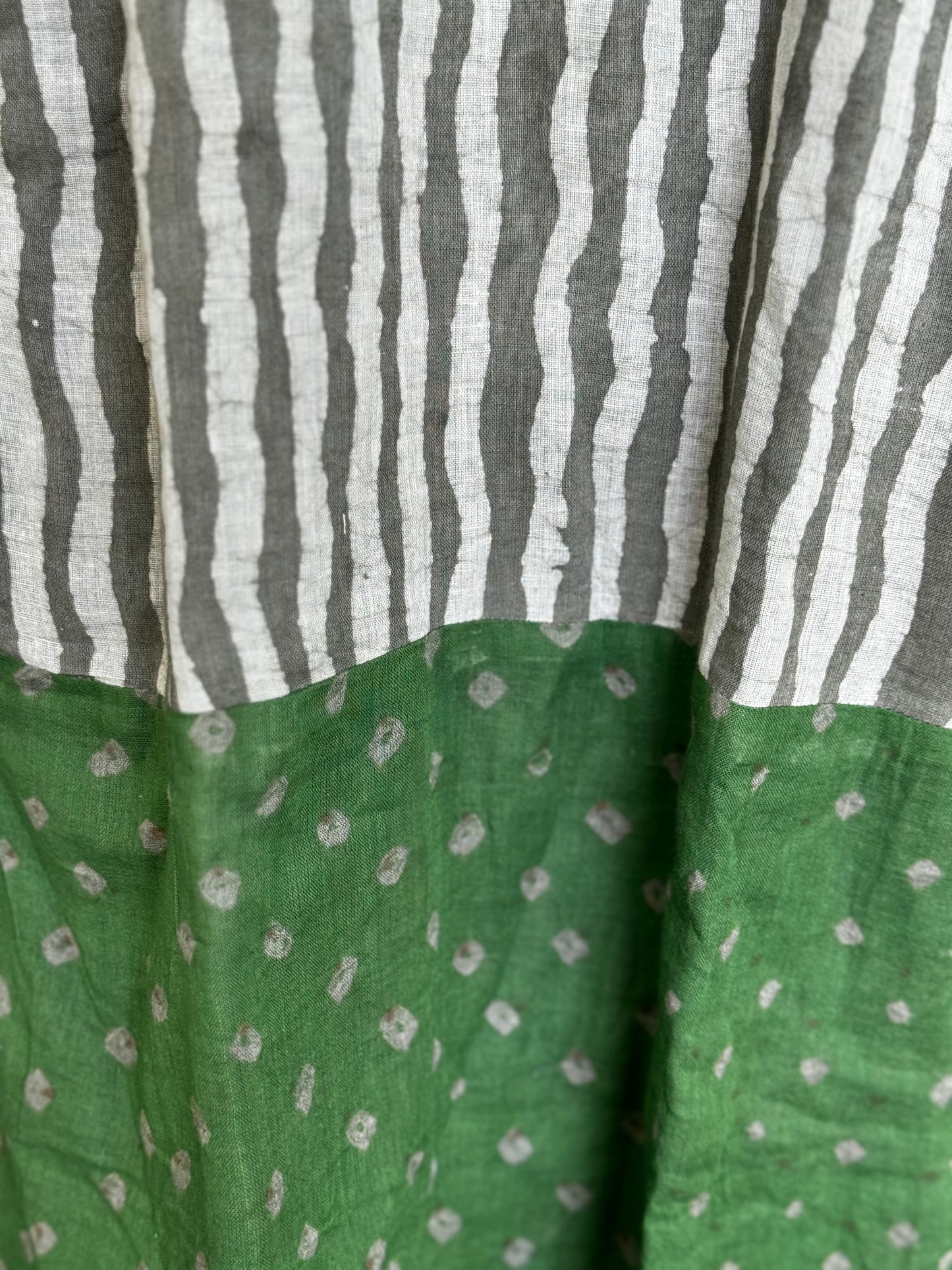 Grey green bandini batik cotton straight cut Kurti for girls