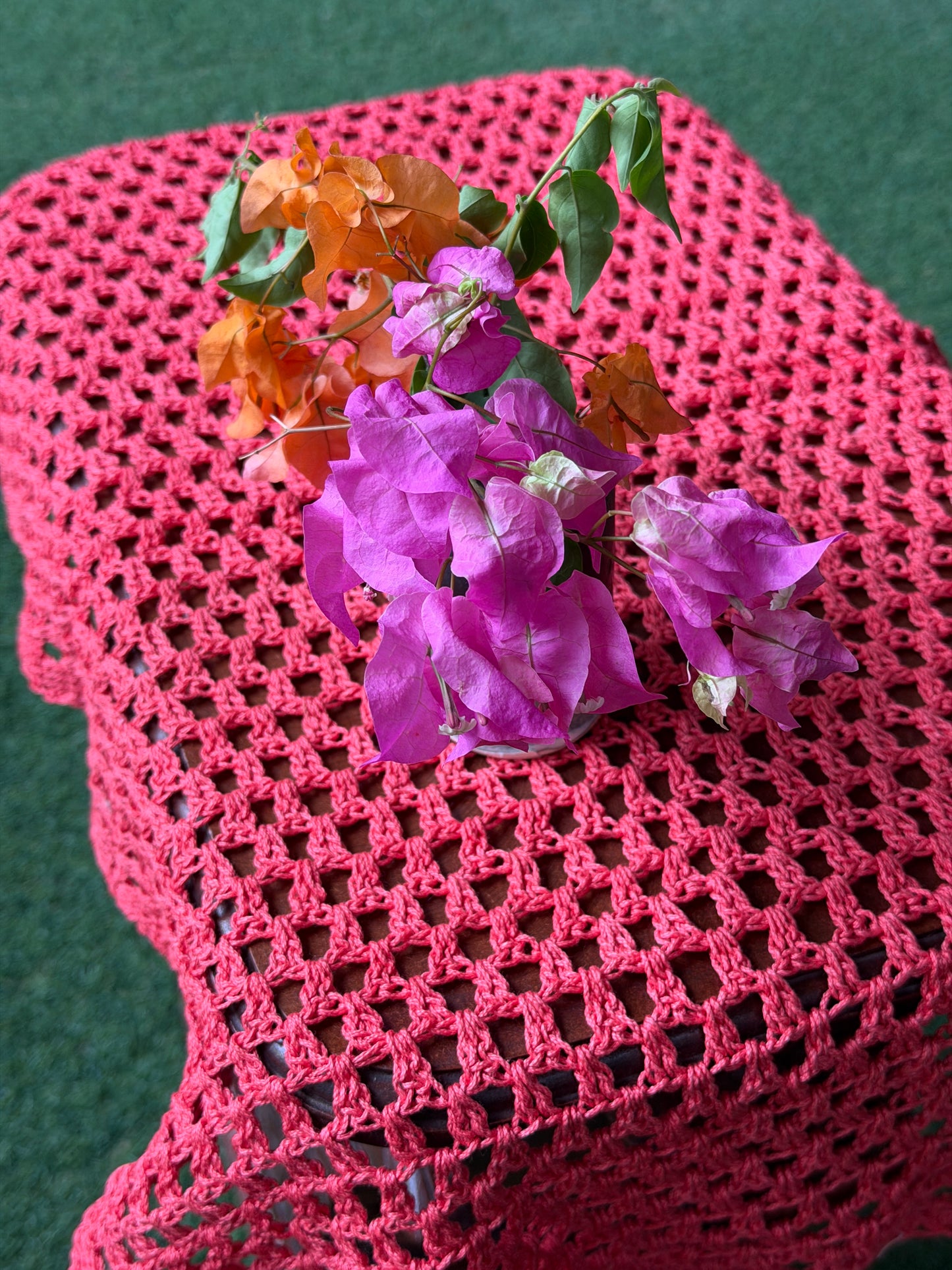 Hand Crochet rectangular teapoy table cover - hand crocheted with cotton yarn - 24 x 14 inches size approximately - colors available