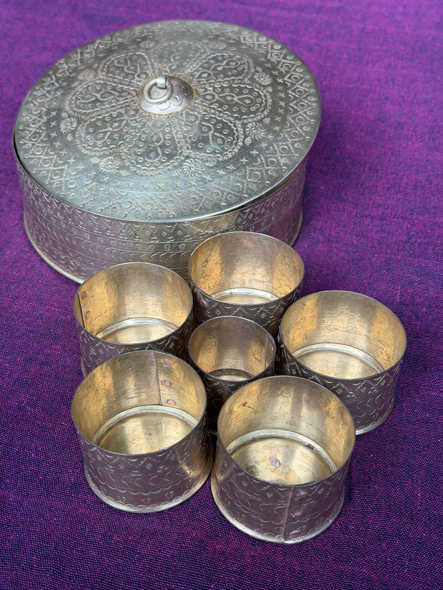 Brass spice box - 6 jars, handcrafted
