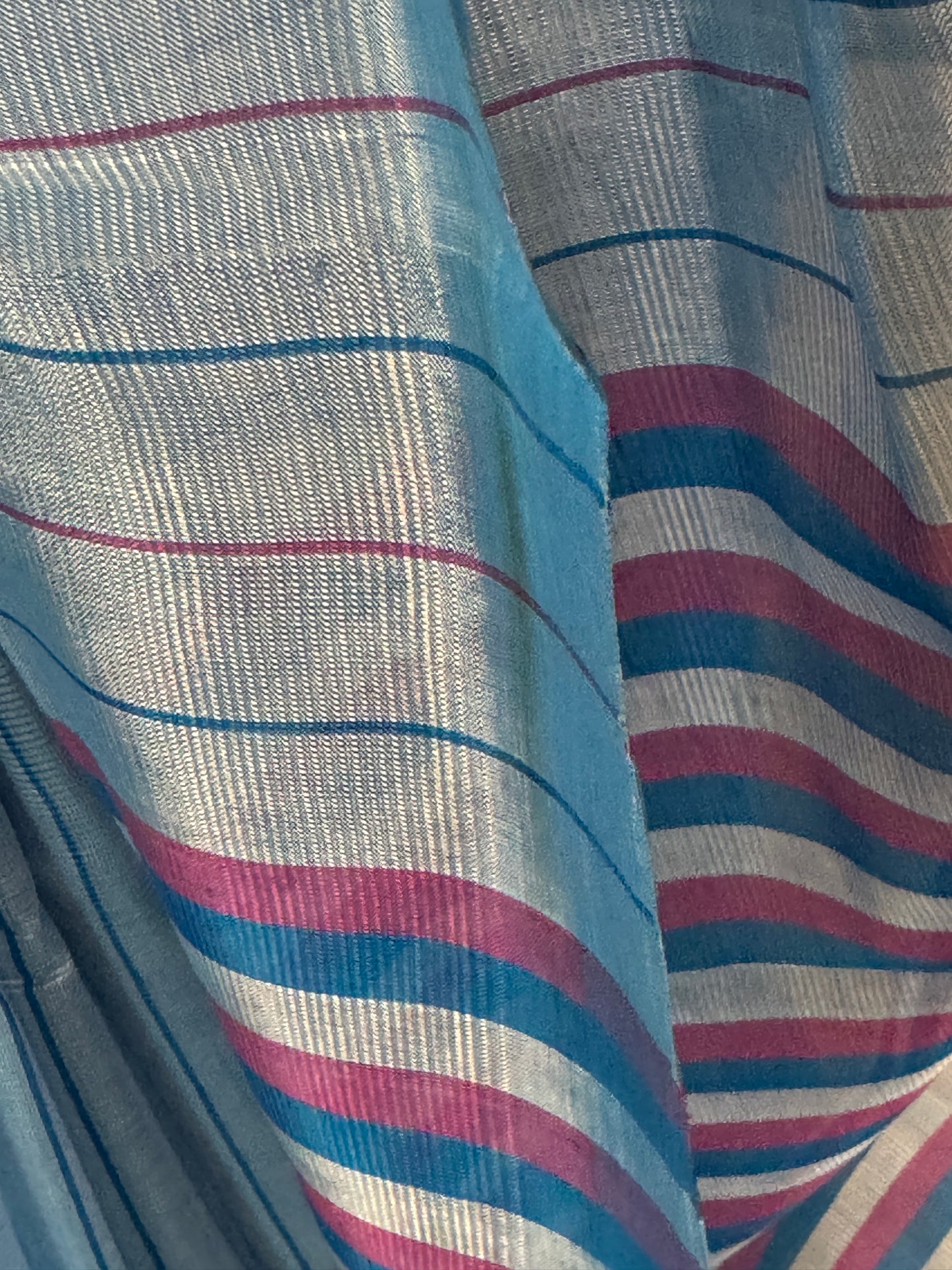 Blue stripes Mangalagiri handloom saree with contrast blouse