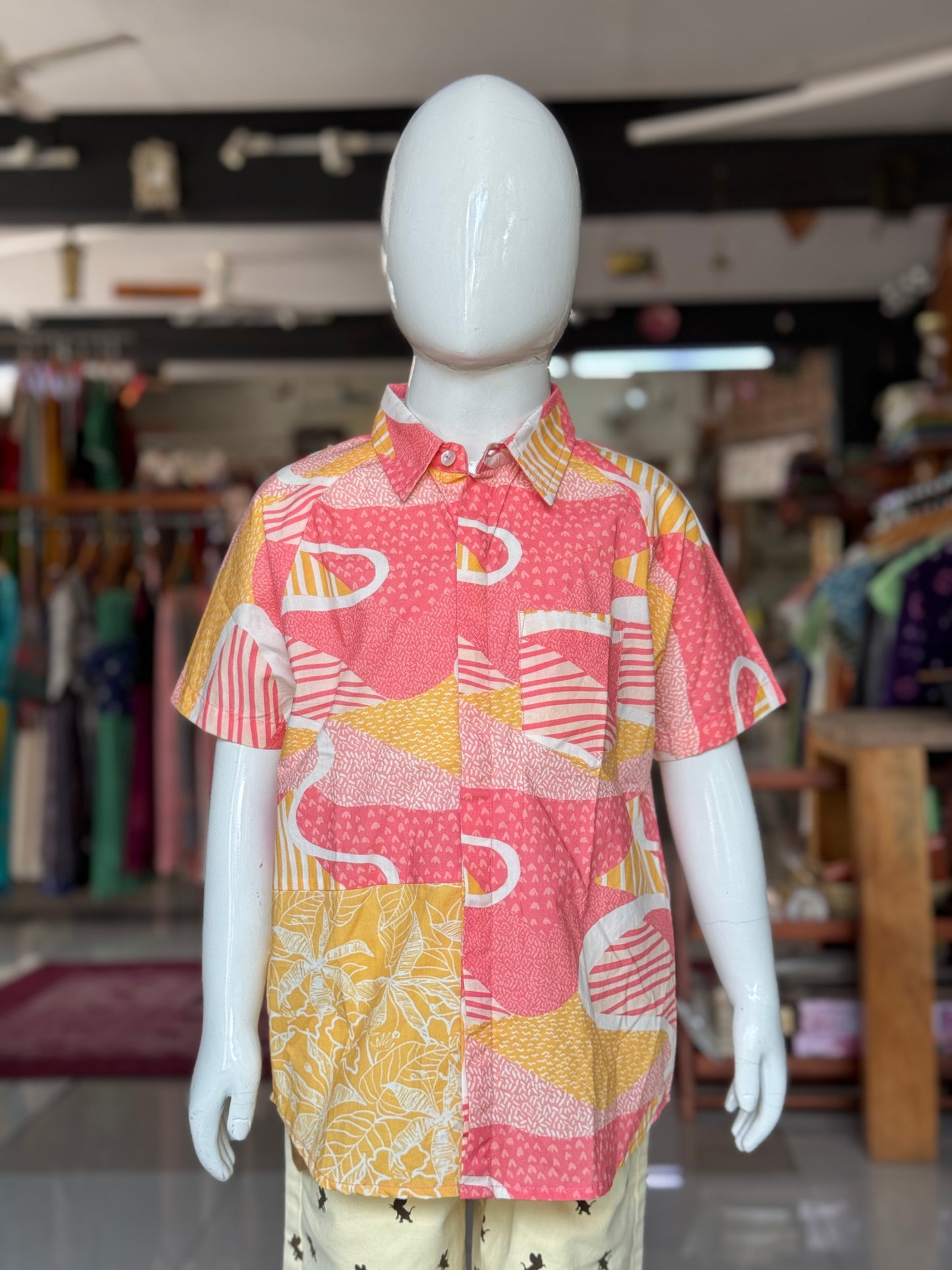 Fun digital print cotton half sleeves shirt for boys