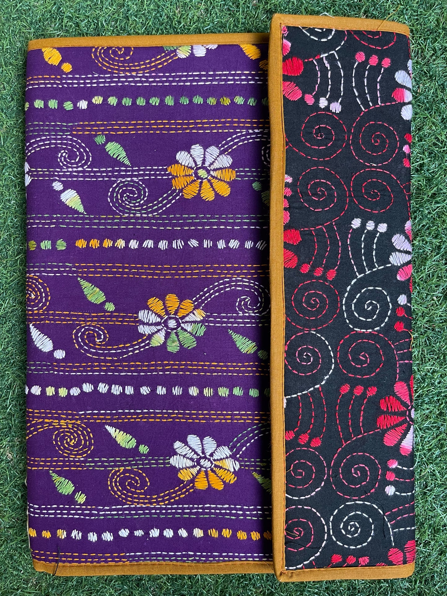 Kantha hand embroidered folder