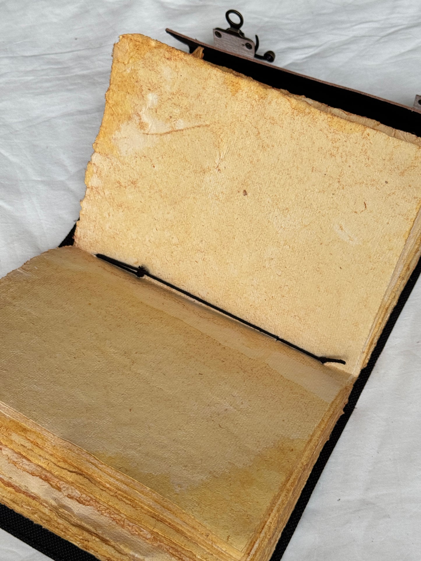 Deckle edged Leather embossed handcrafted notebook with thick handmade papers - 10 x 7 in