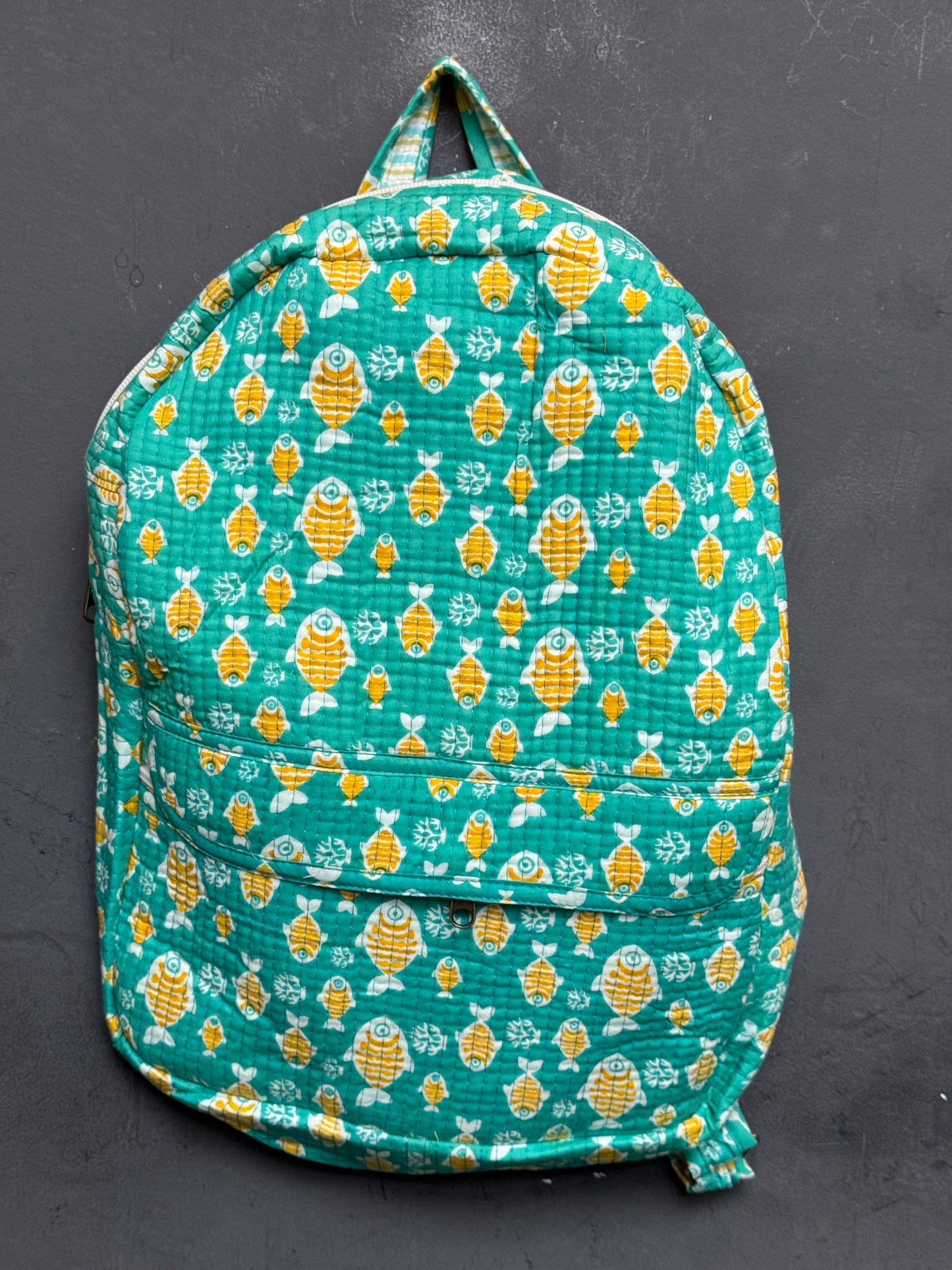 Children’s back pack in hand block printed cotton