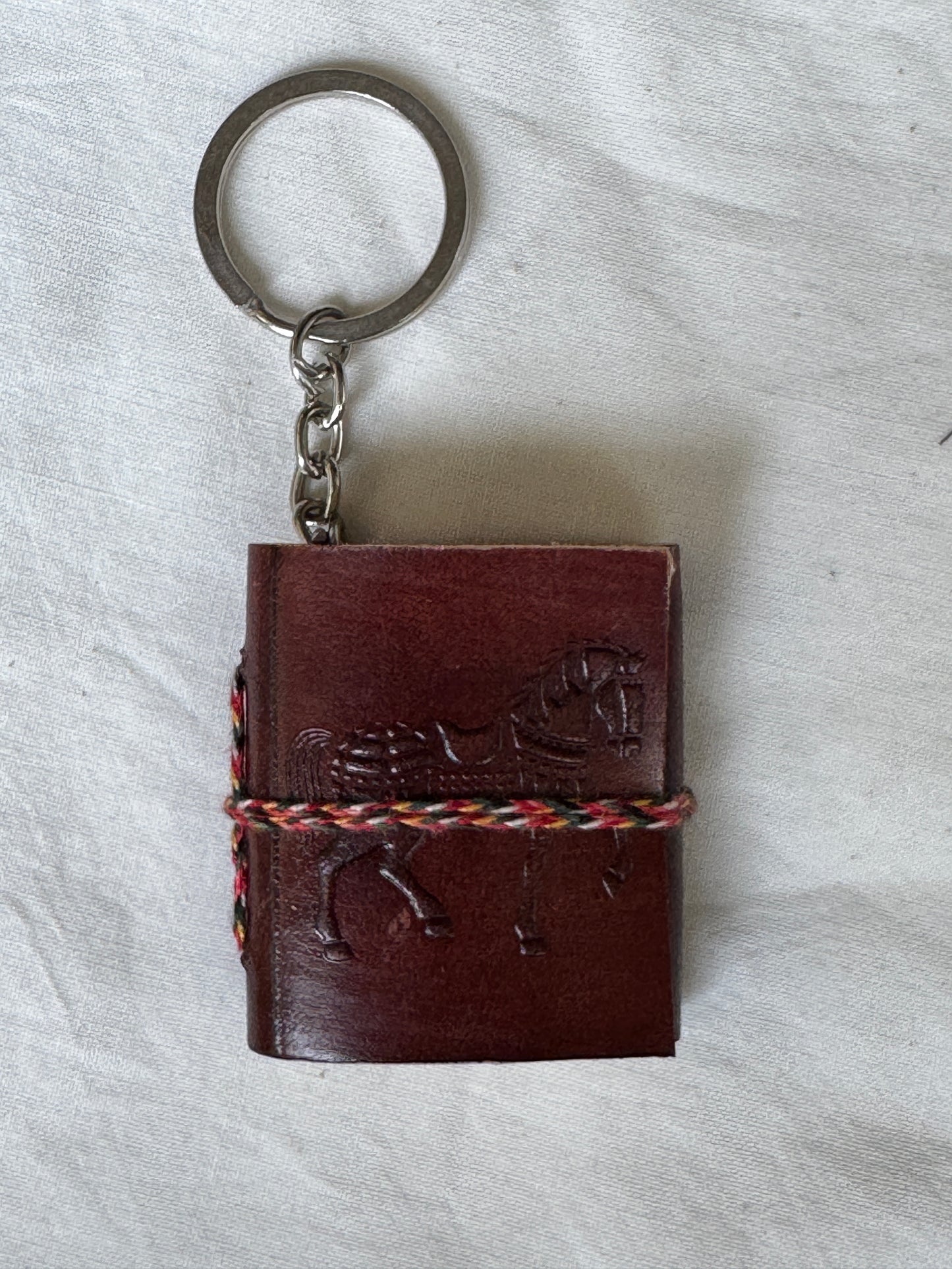 Key ring with Leather embossed handcrafted notebook with thick papers