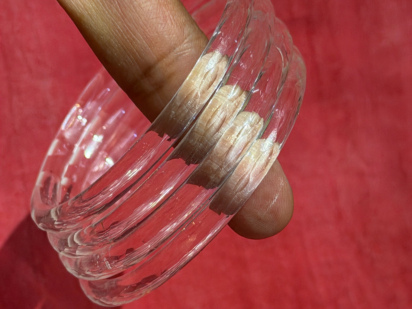 Cut work glass handcrafted bangle - single