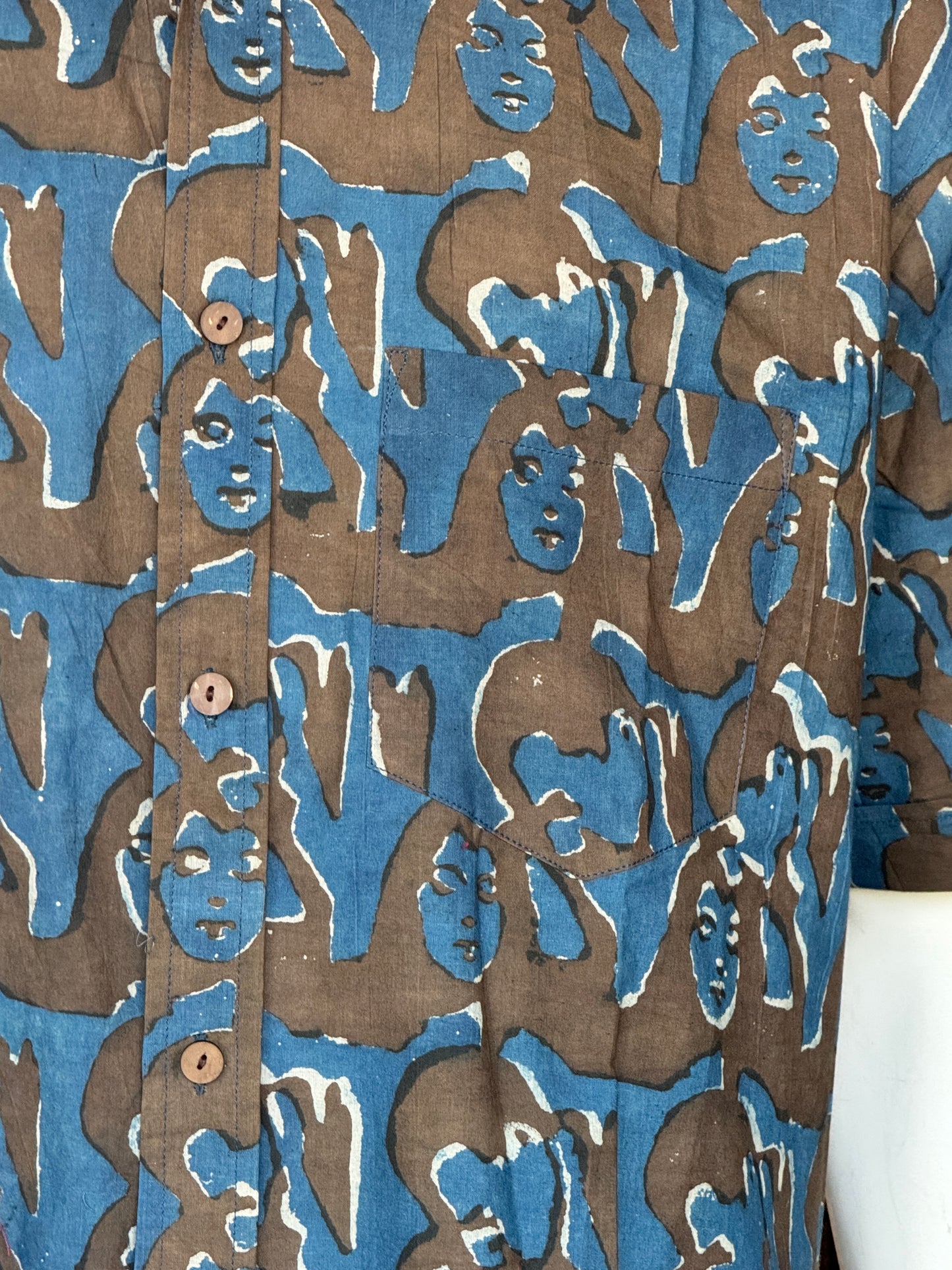 Guru Dutt’s Pyaasa film iconic print half sleeves mens natural dye, hand block printed cotton shirt