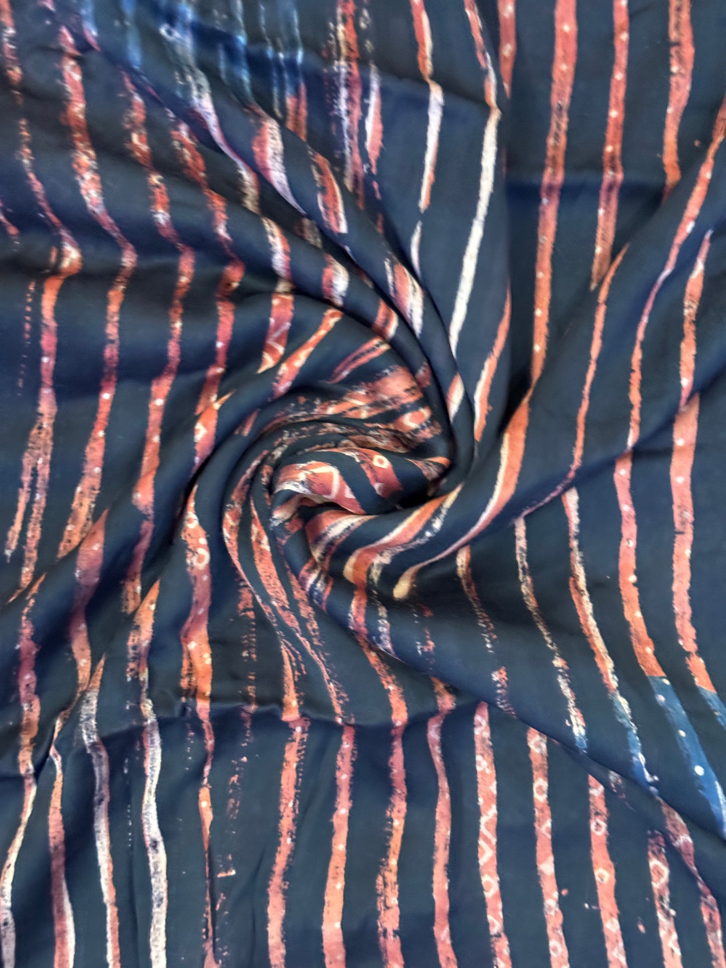 Ajrakh hand block printed modal fabric with unique designer prints