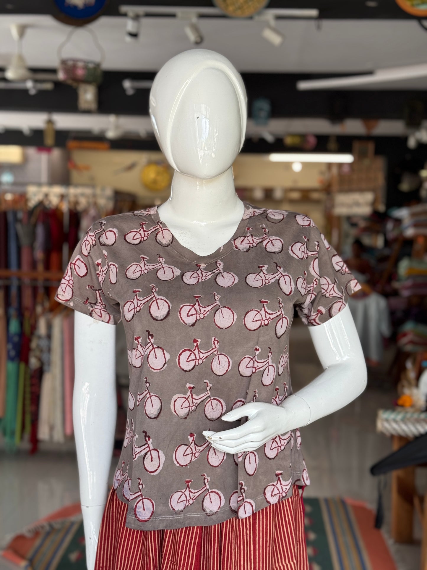 Beautiful cut womens tees - cotton, hand block printed, natural dyed tshirt for women - multiple designs and sizes