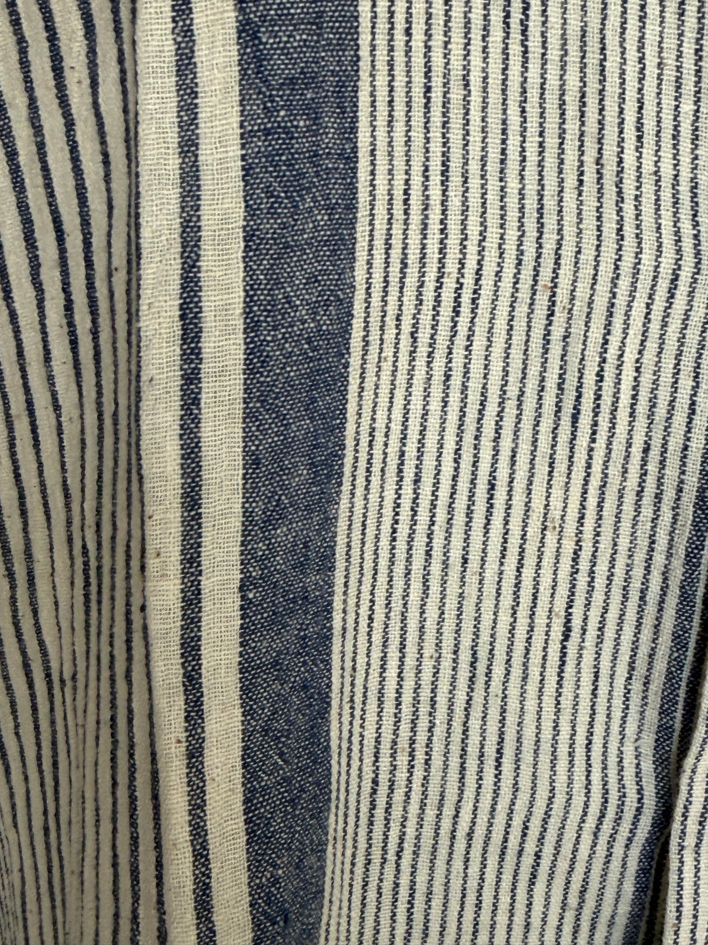 Indigo stripes handwoven kala cotton half sleeves shirt for men - click to see sizes available
