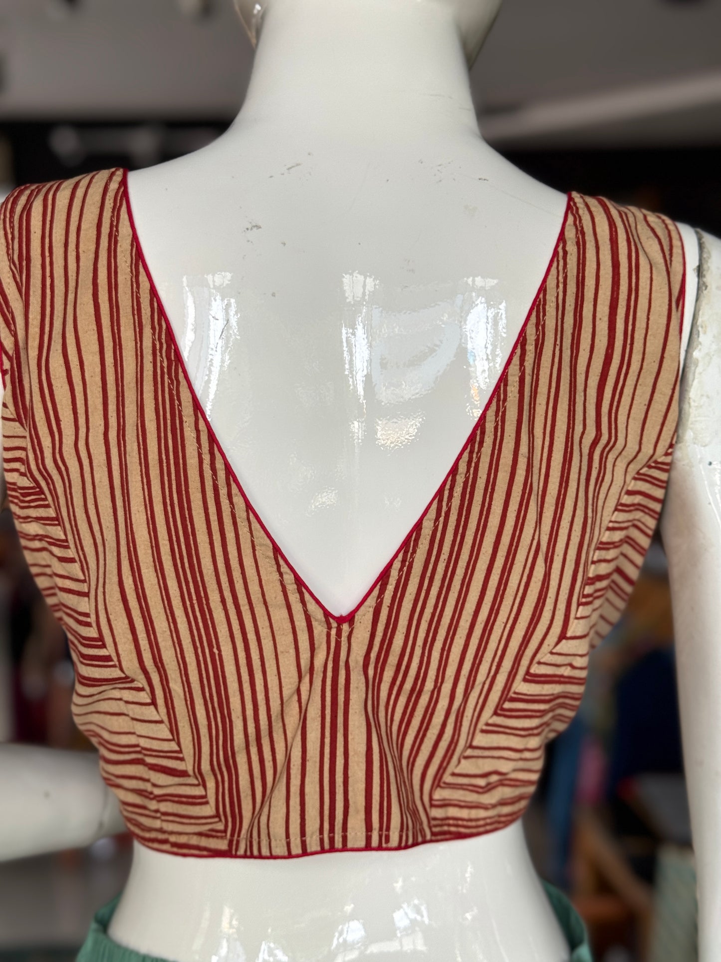 Princess cut cotton hand block printed sleeveless blouse - multiple designs available