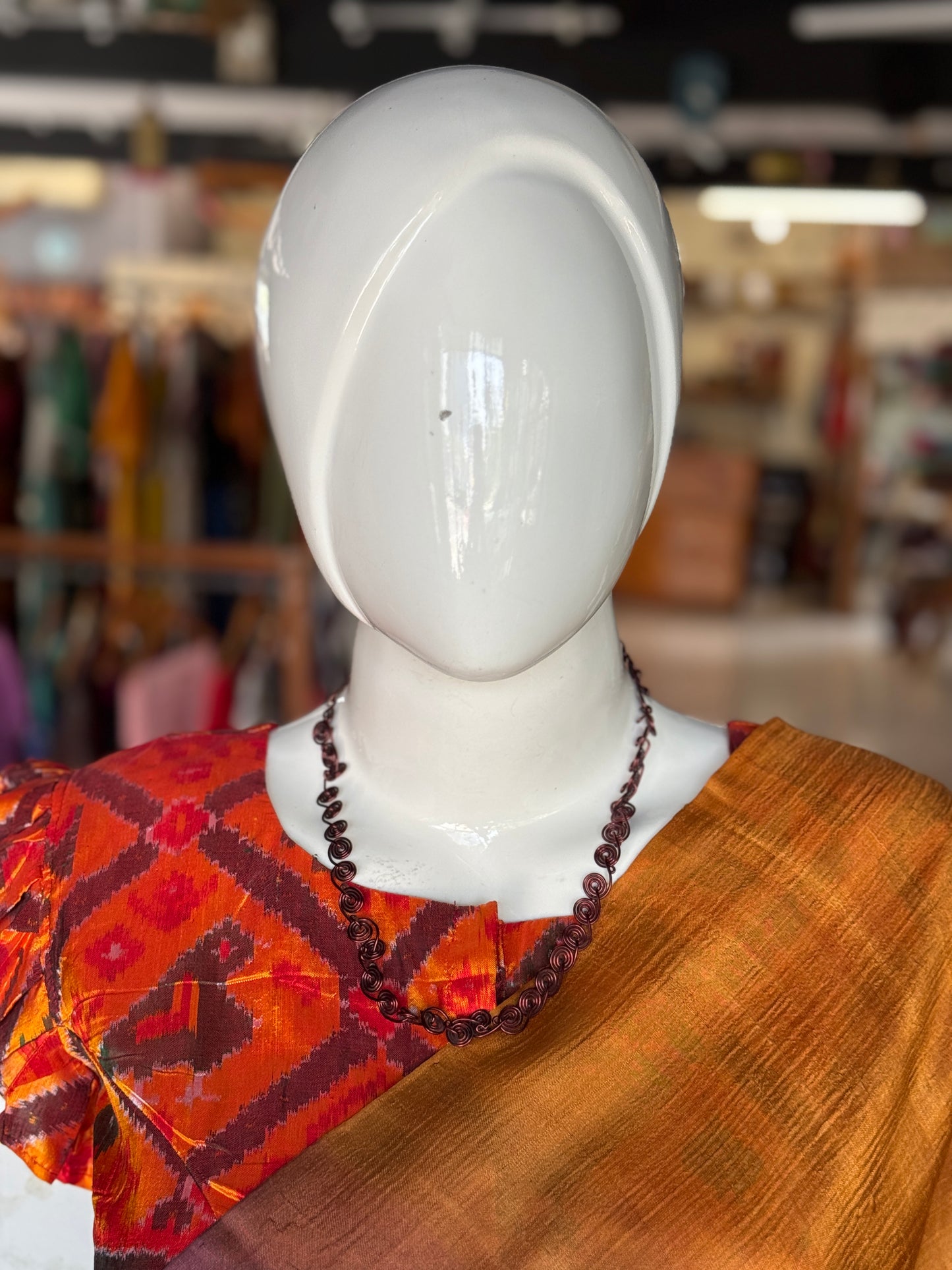 Twisted copper wire spiral chain neckpiece