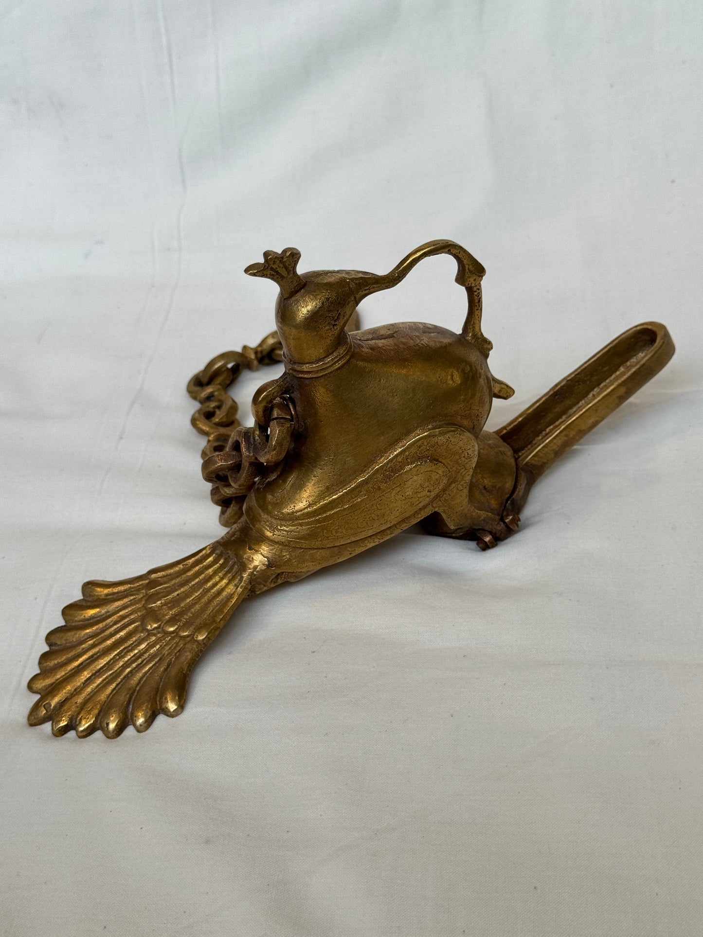Hanging vintage peacock oil lamp