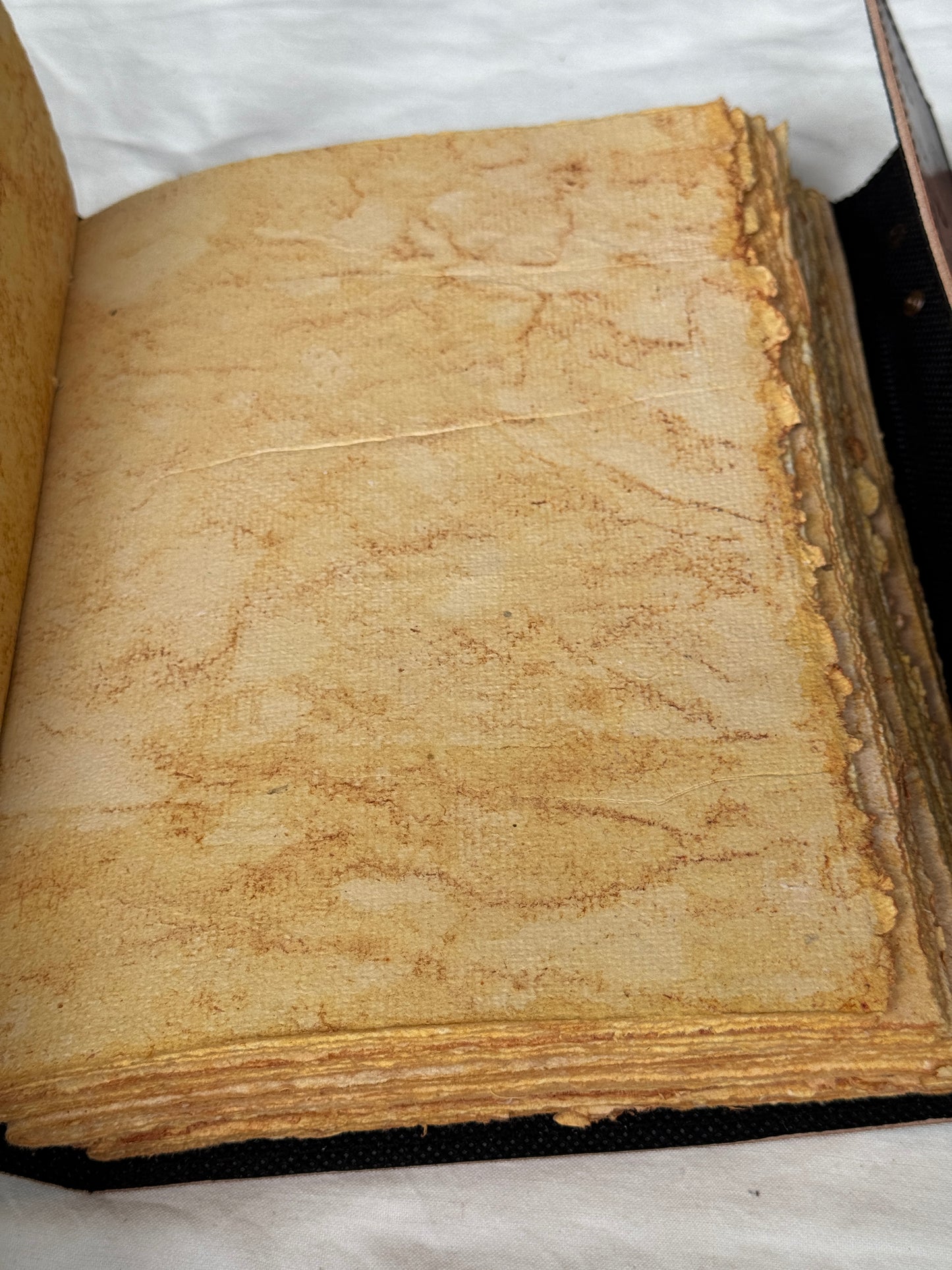 Deckle edged Leather embossed handcrafted notebook with thick handmade papers - 10 x 7 in