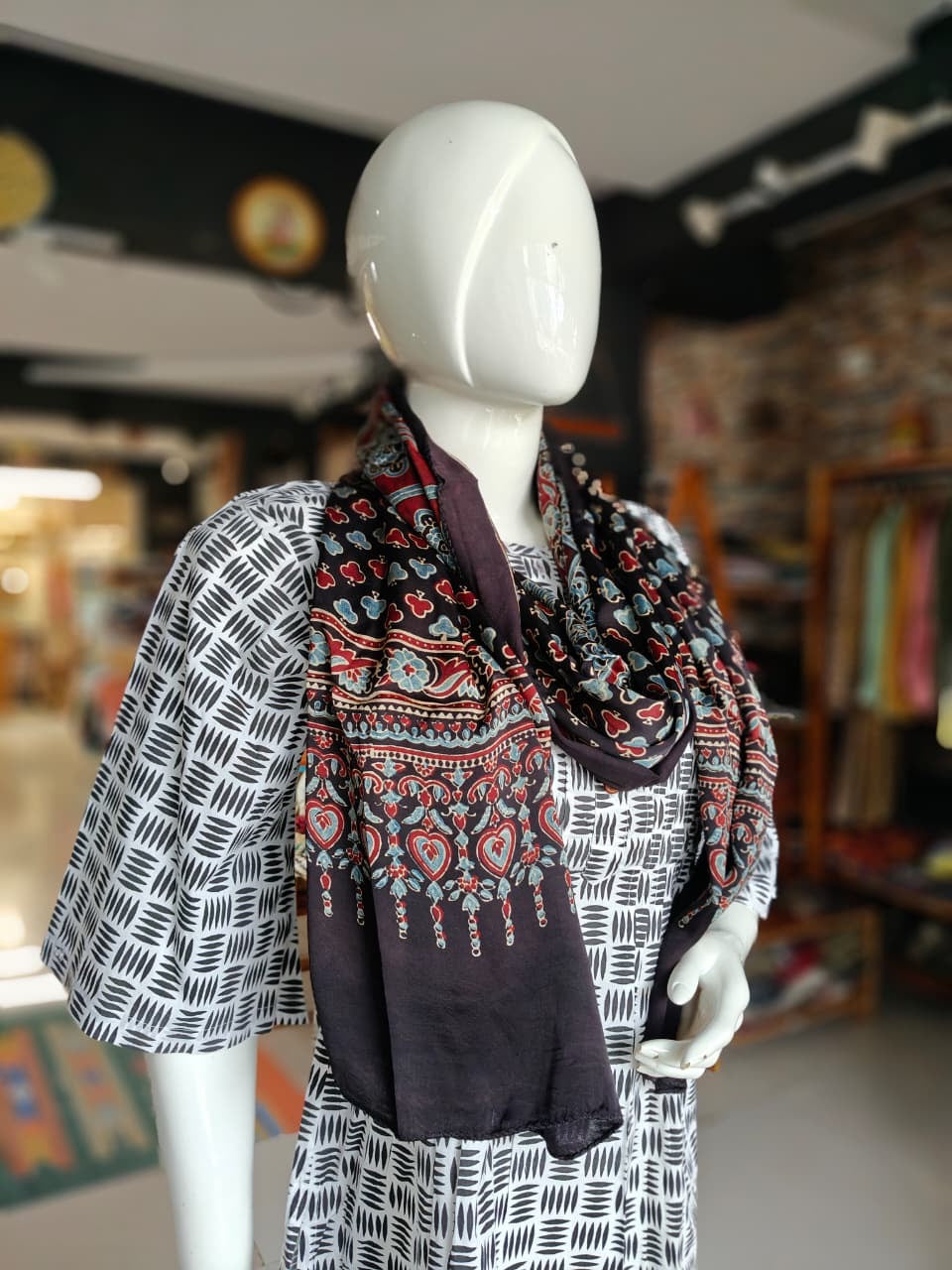 Ajrakh hand block printed soft modal stole - click to see colors and designs