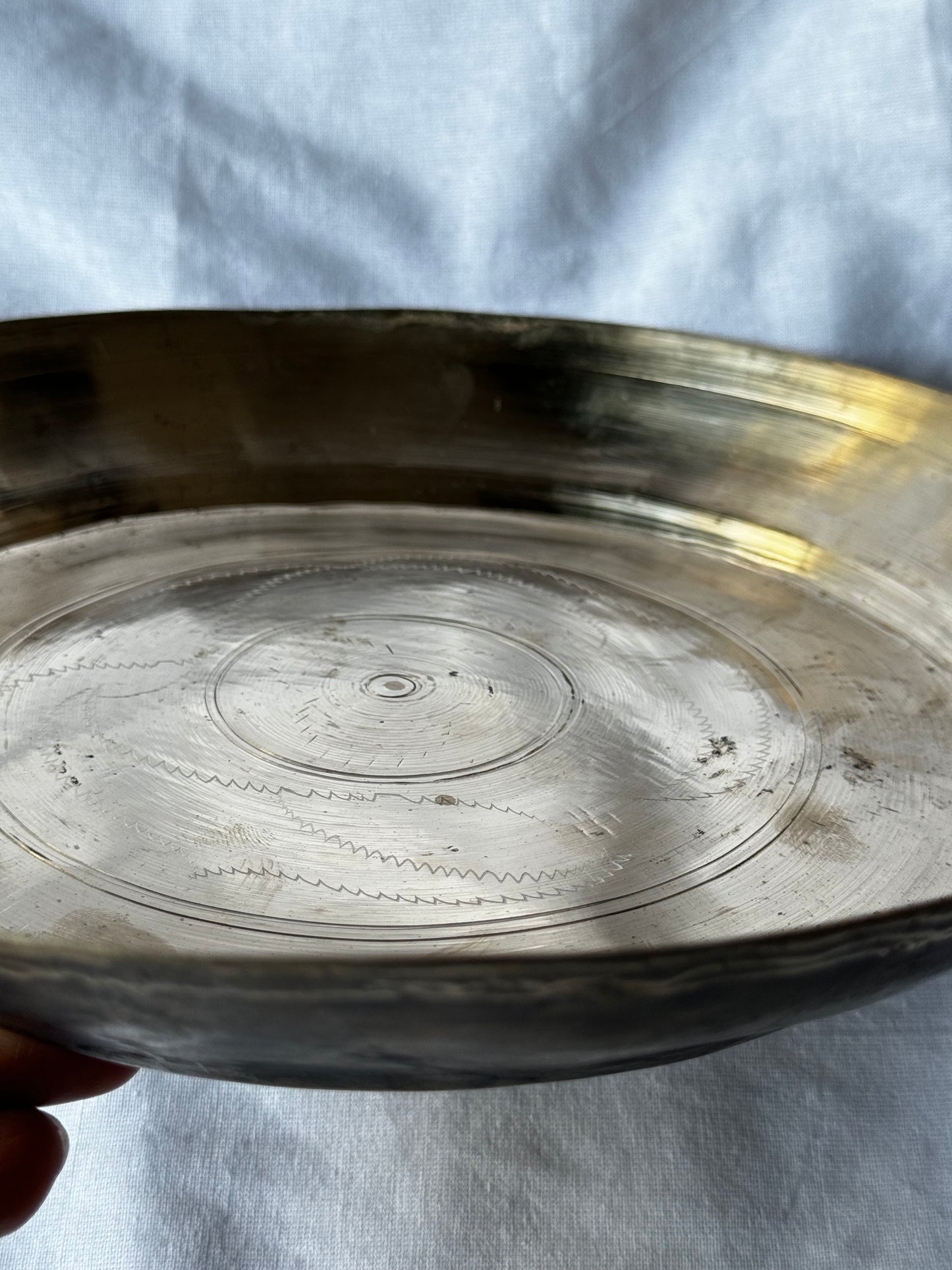 High walled Bronze Kansa handcrafted traditional thali plate - 10 inches top diameter -