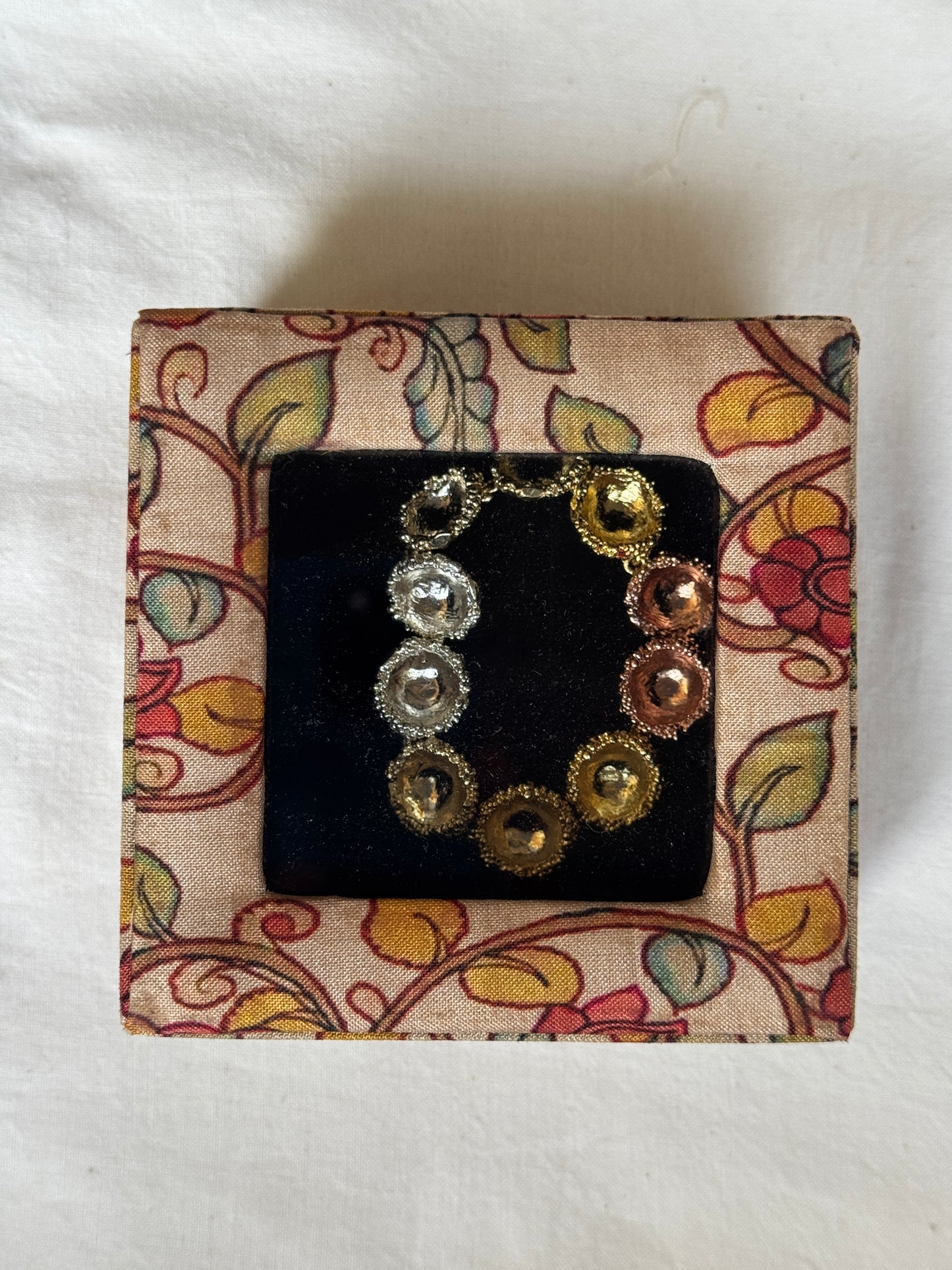 Finger rings / Ear rings organizer / gift box - hand block printed fabric wrapped box handcrafted with see through top
