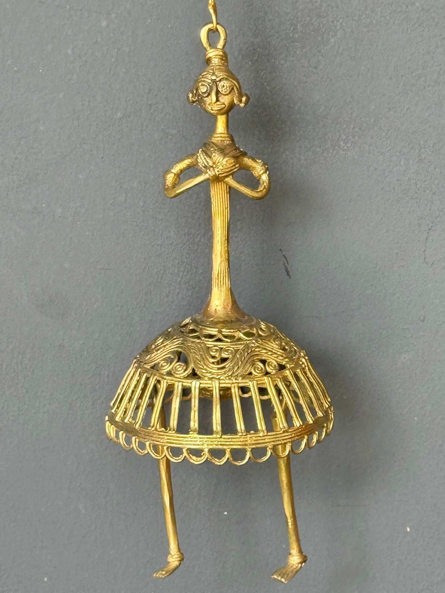 Dancing lady dokra handcrafted brass hanging decor