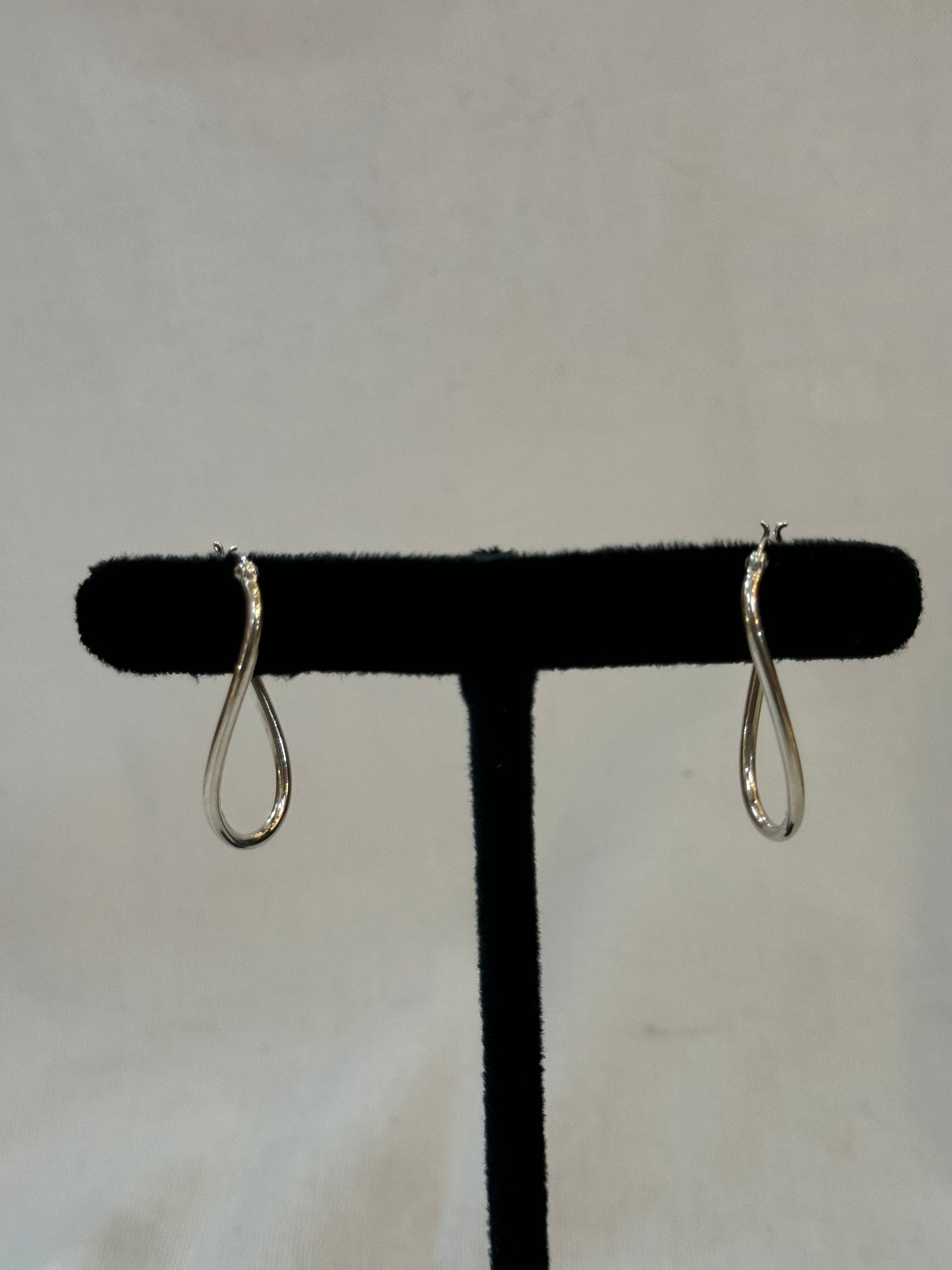 Twisted 92.5 sterling silver elongated hoops