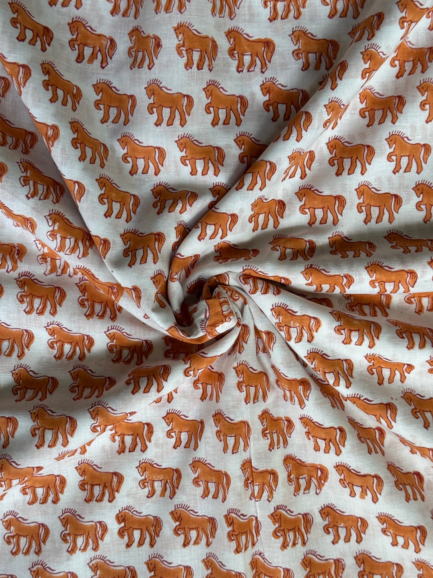 White hand block printed soft cotton fabric with different prints