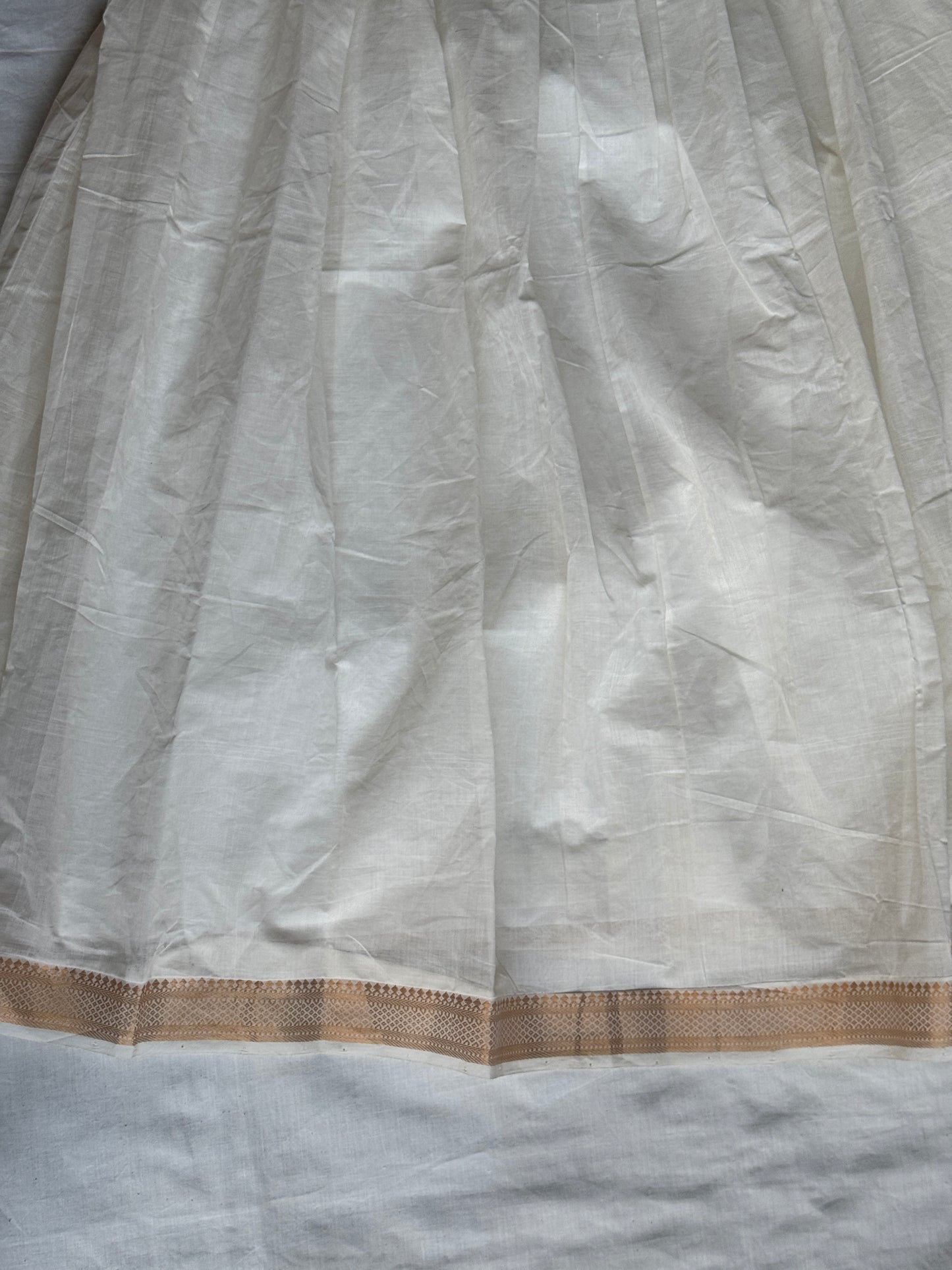 Off white Mangalagiri handwoven lehenga skirt and top - Nizam zari border coord set