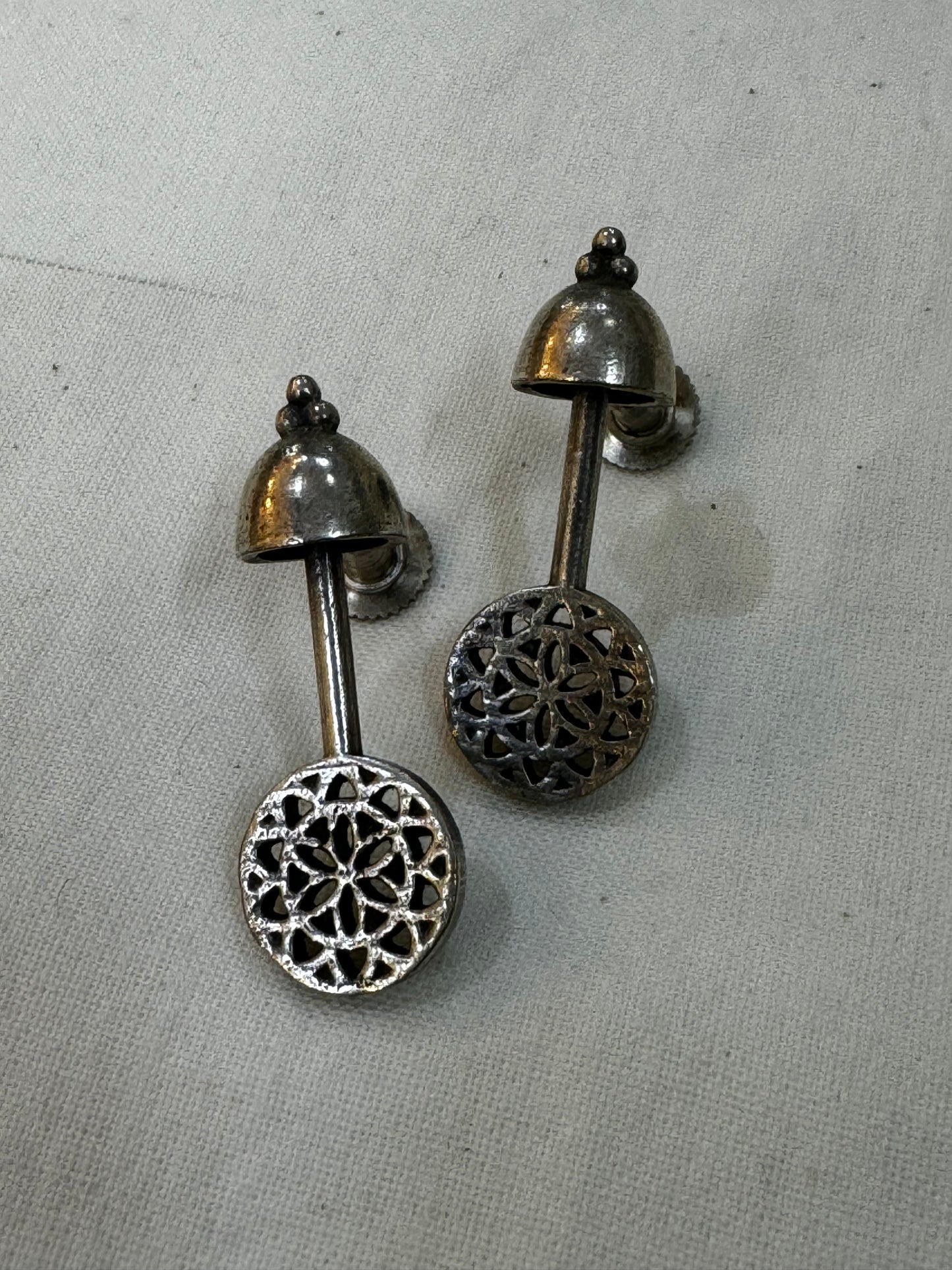 Umbrella dome stud with floral chakra drop earrings